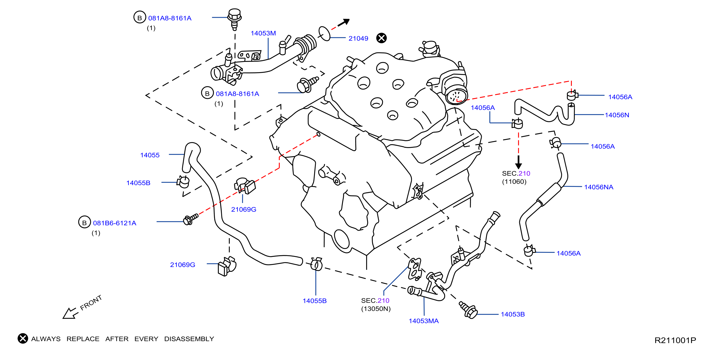 14055-EA20A - Engine Coolant Hose - Genuine Nissan Part