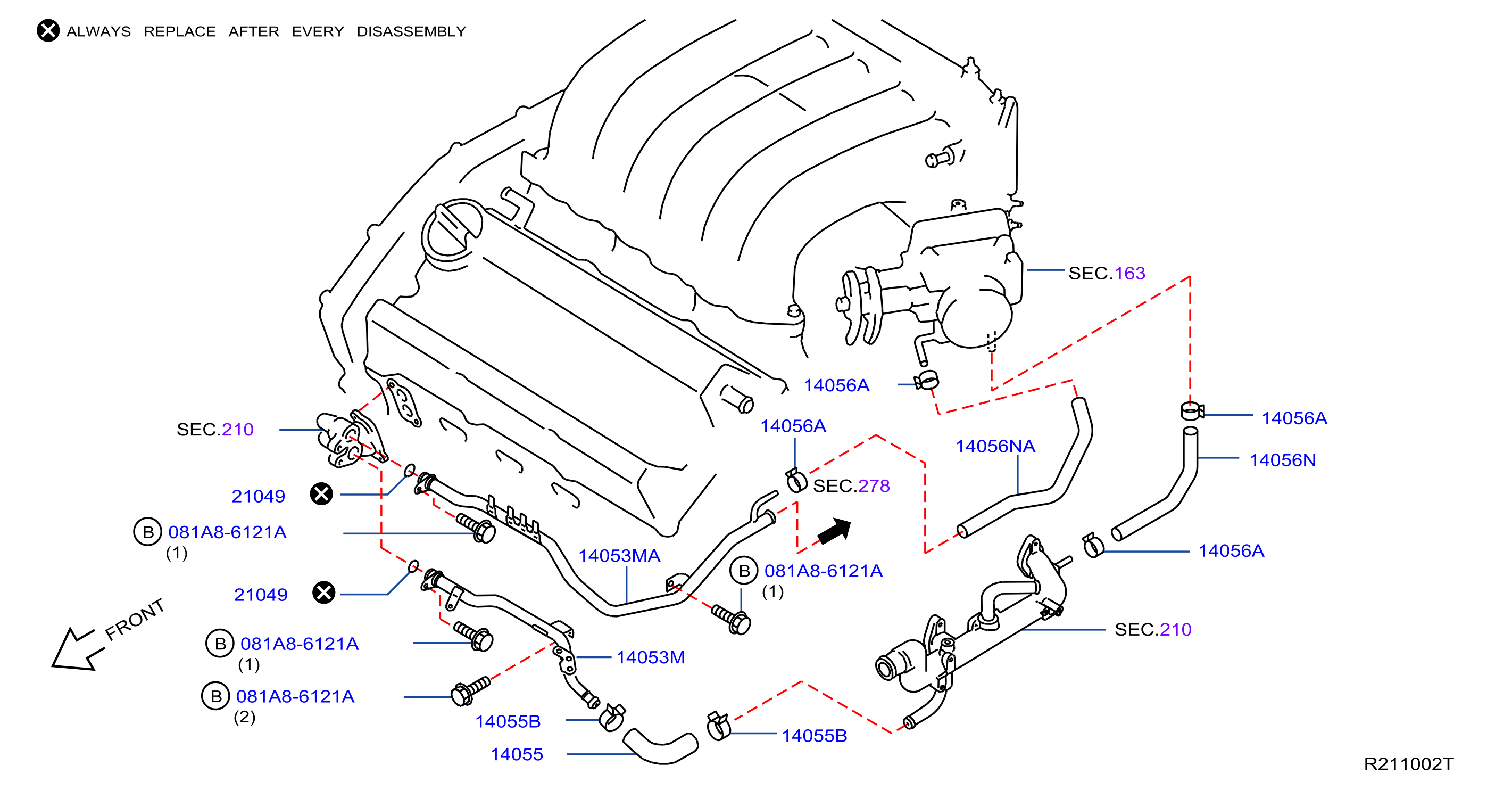 Diagram WATER HOSE & PIPING for your 1999 Nissan Frontier King Cab XE 2.4L MT 4WD 