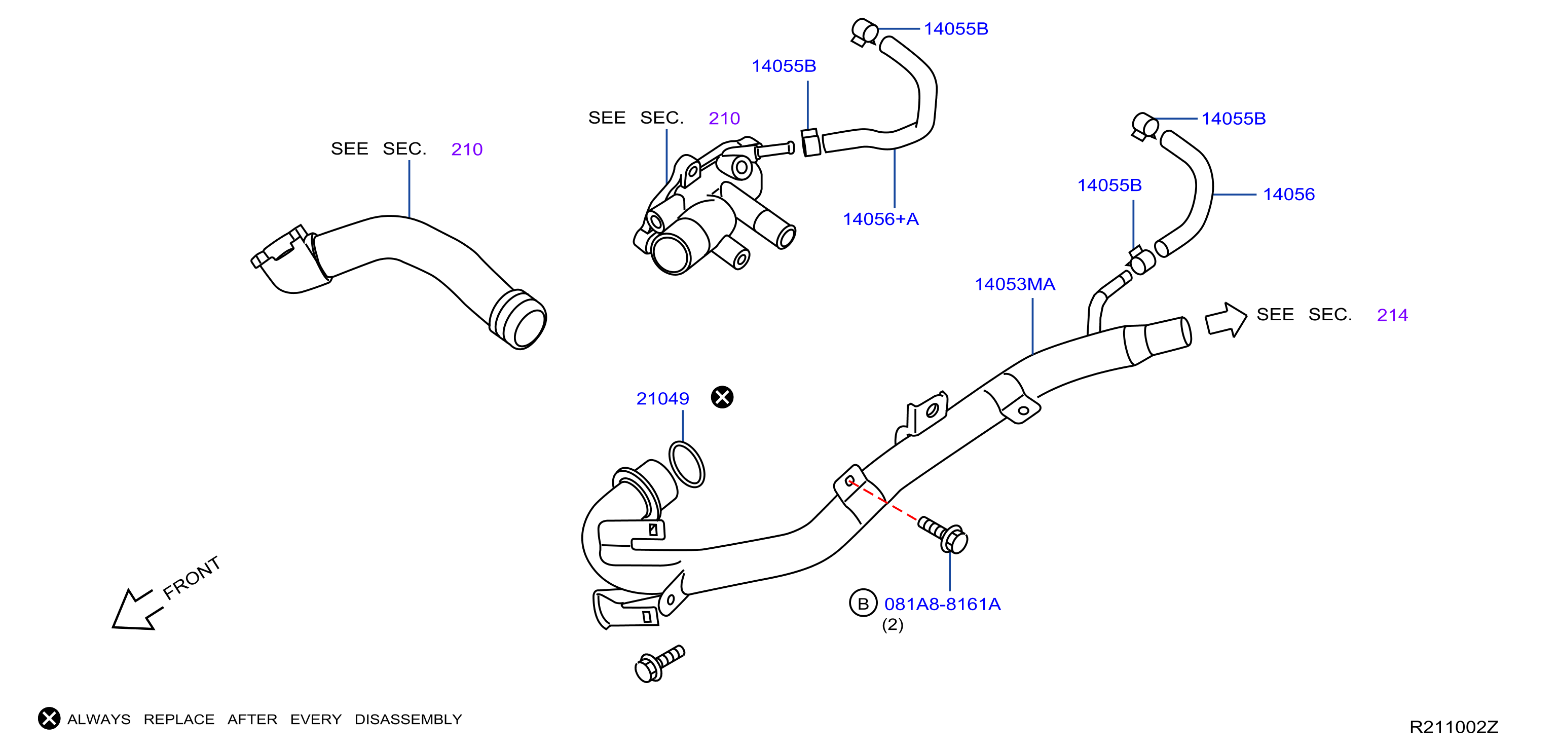 Nissan Titan Hose Water, Oil Cooler. ENGINE, Cooling, System