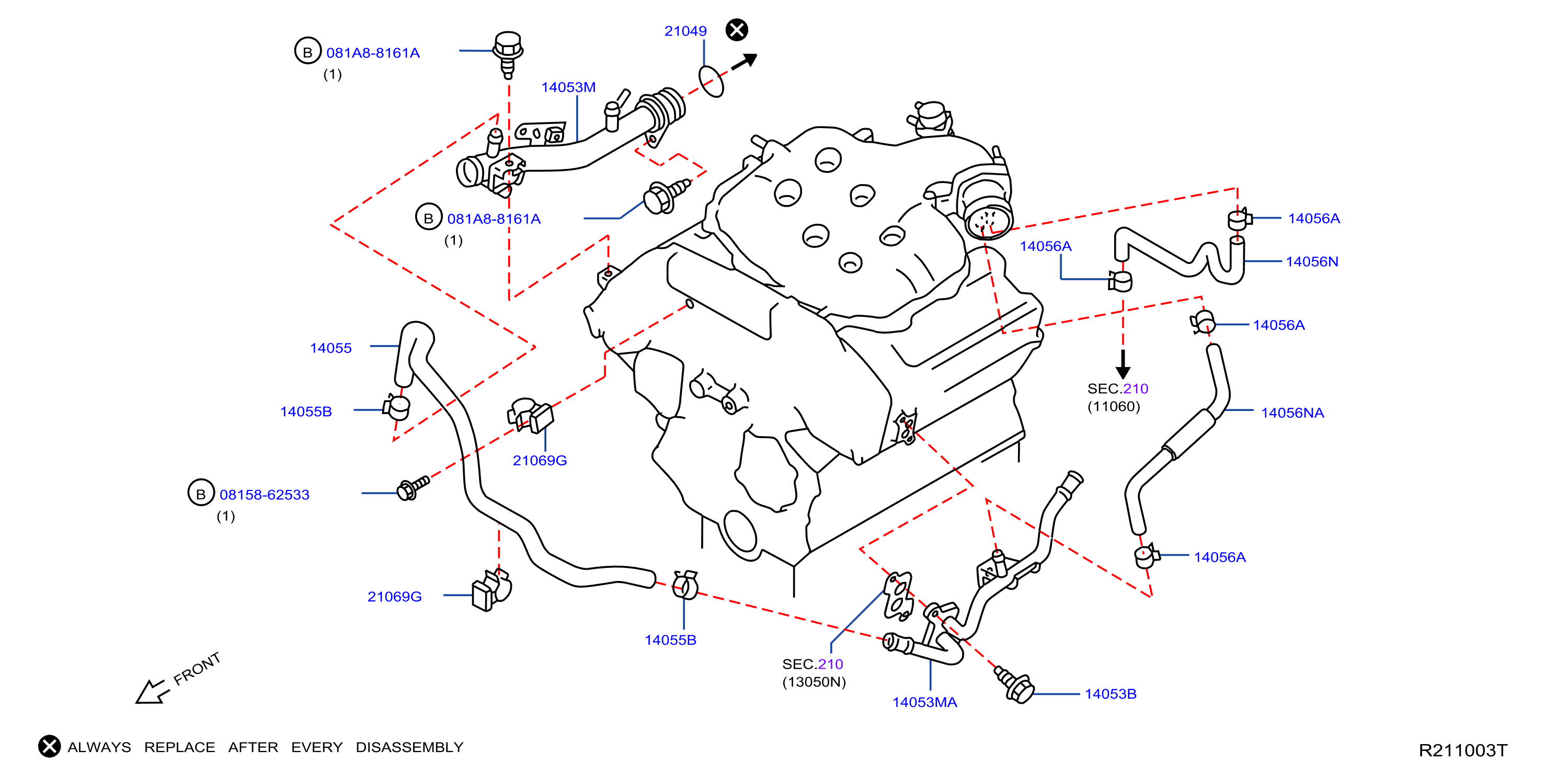 Diagram WATER HOSE & PIPING for your 2016 Nissan Pathfinder   