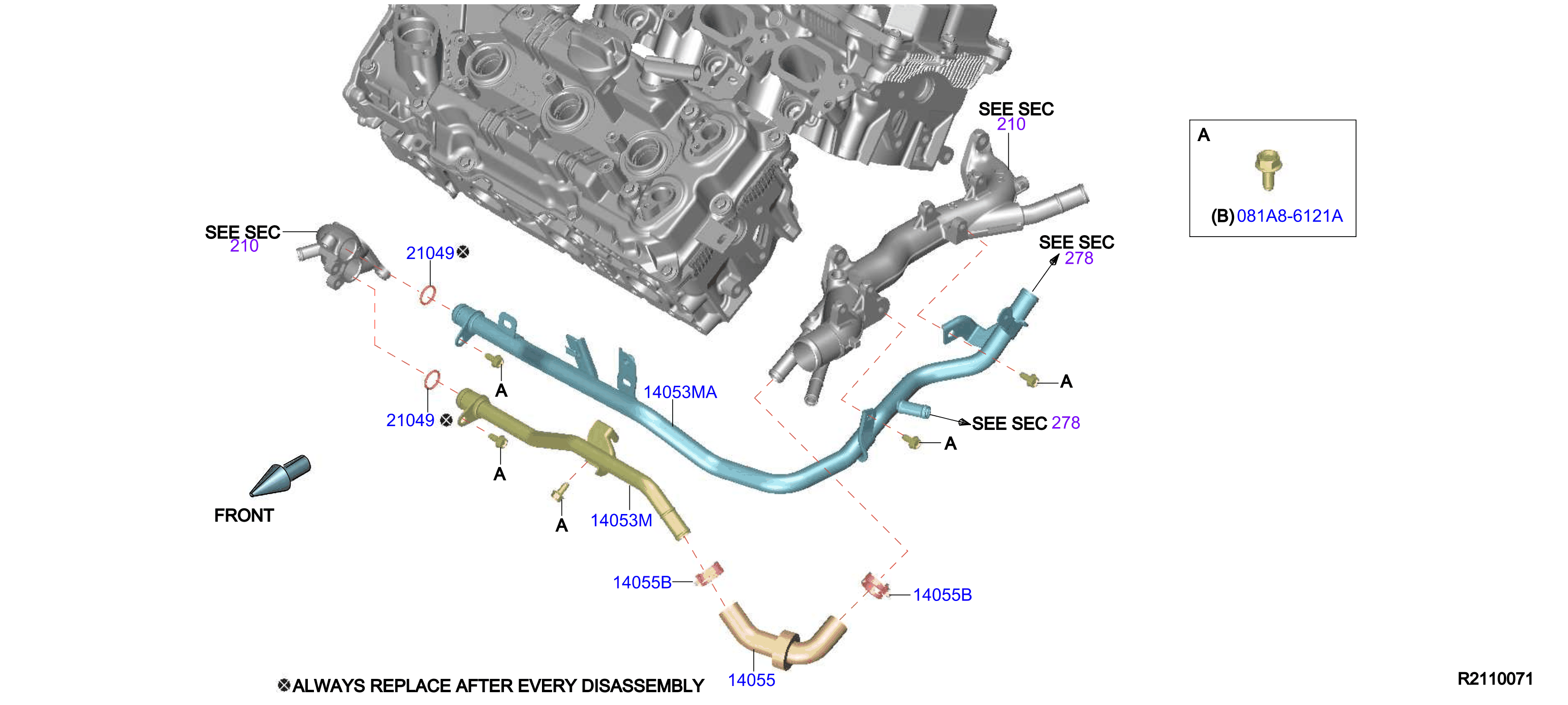 Diagram WATER HOSE & PIPING for your 2016 INFINITI M70   