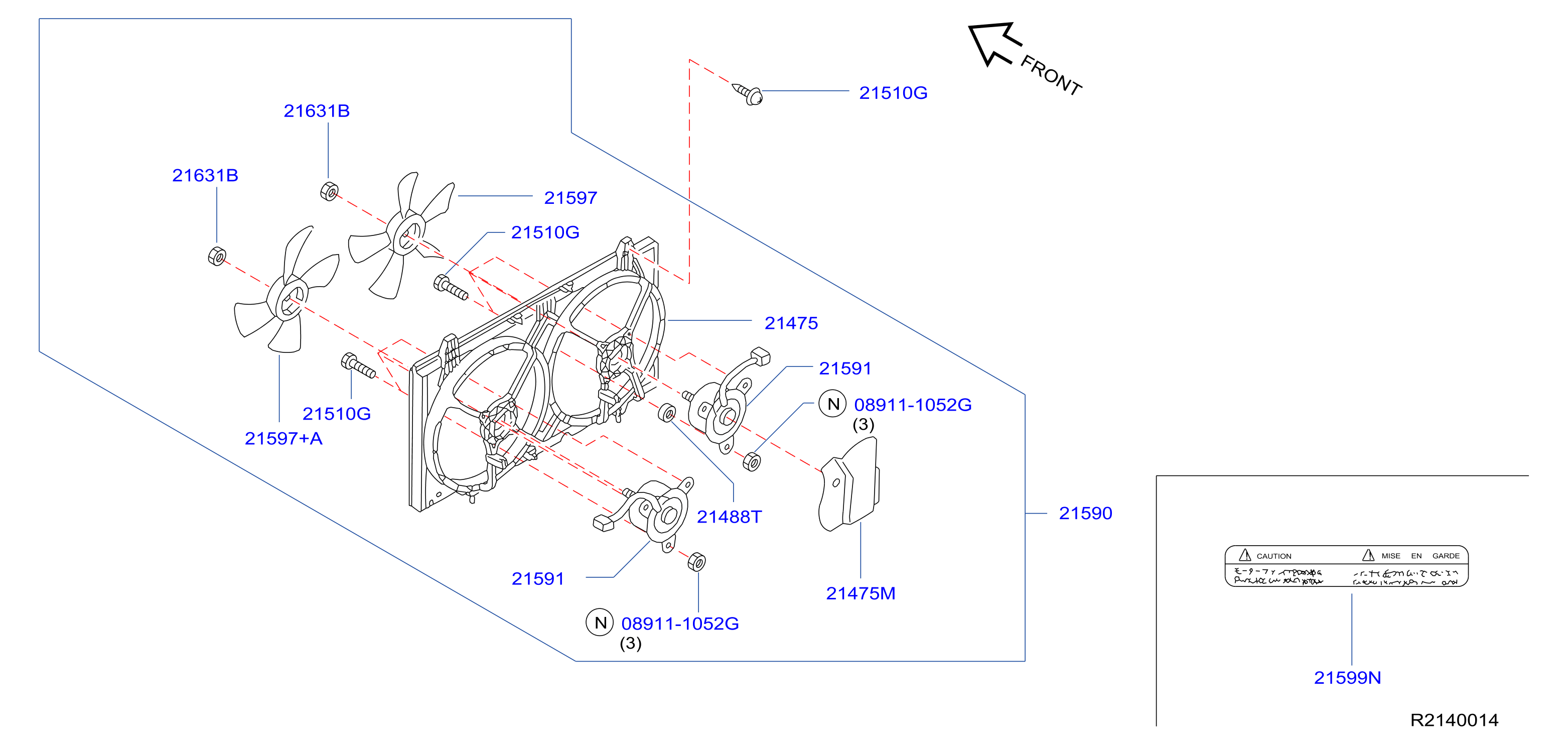 Diagram RADIADOR, CUBIERTA & ENFRIAMIENT INVERSOR for your Nissan