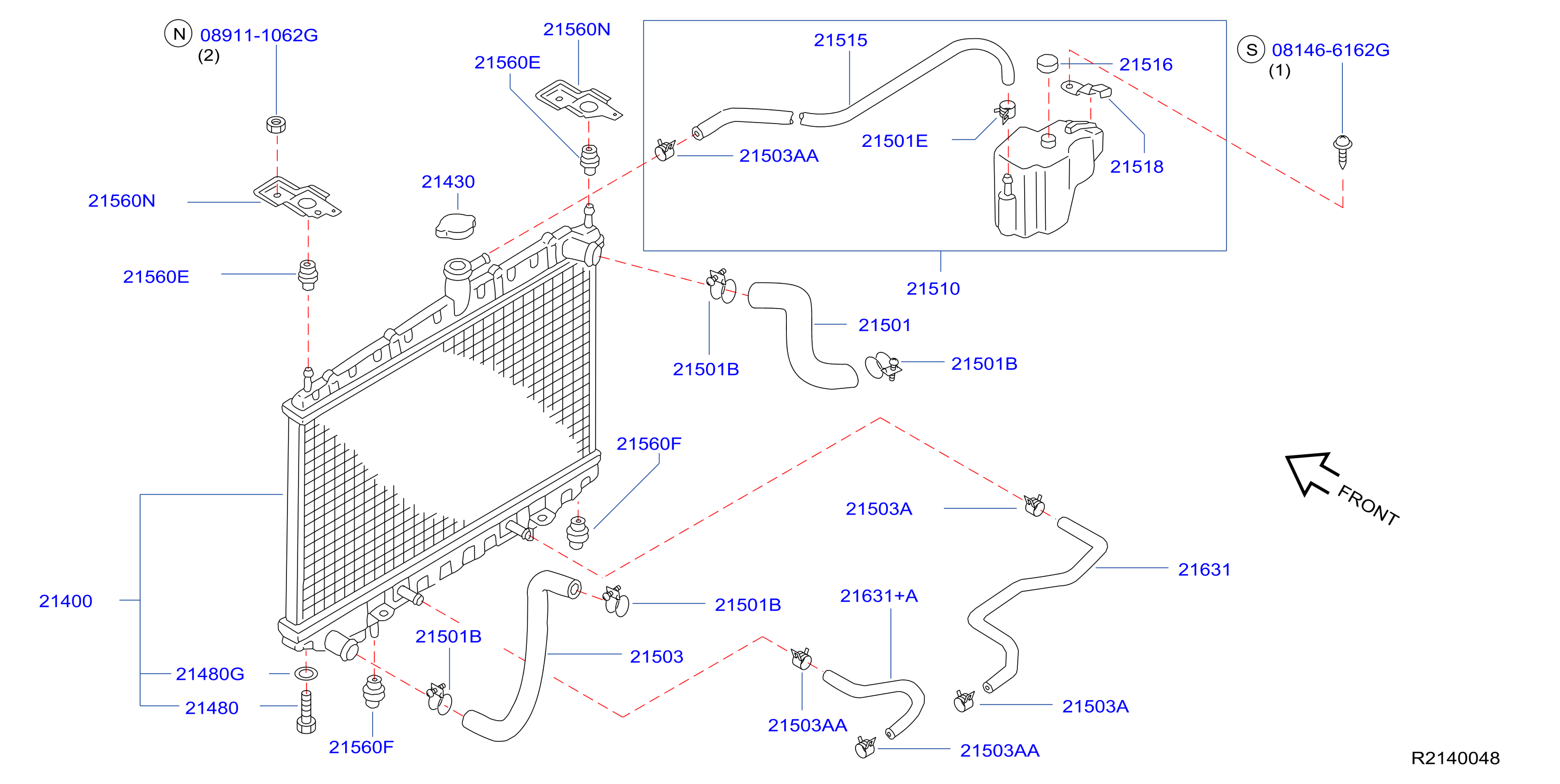 Diagram RADIADOR, CUBIERTA & ENFRIAMIENT INVERSOR for your Nissan