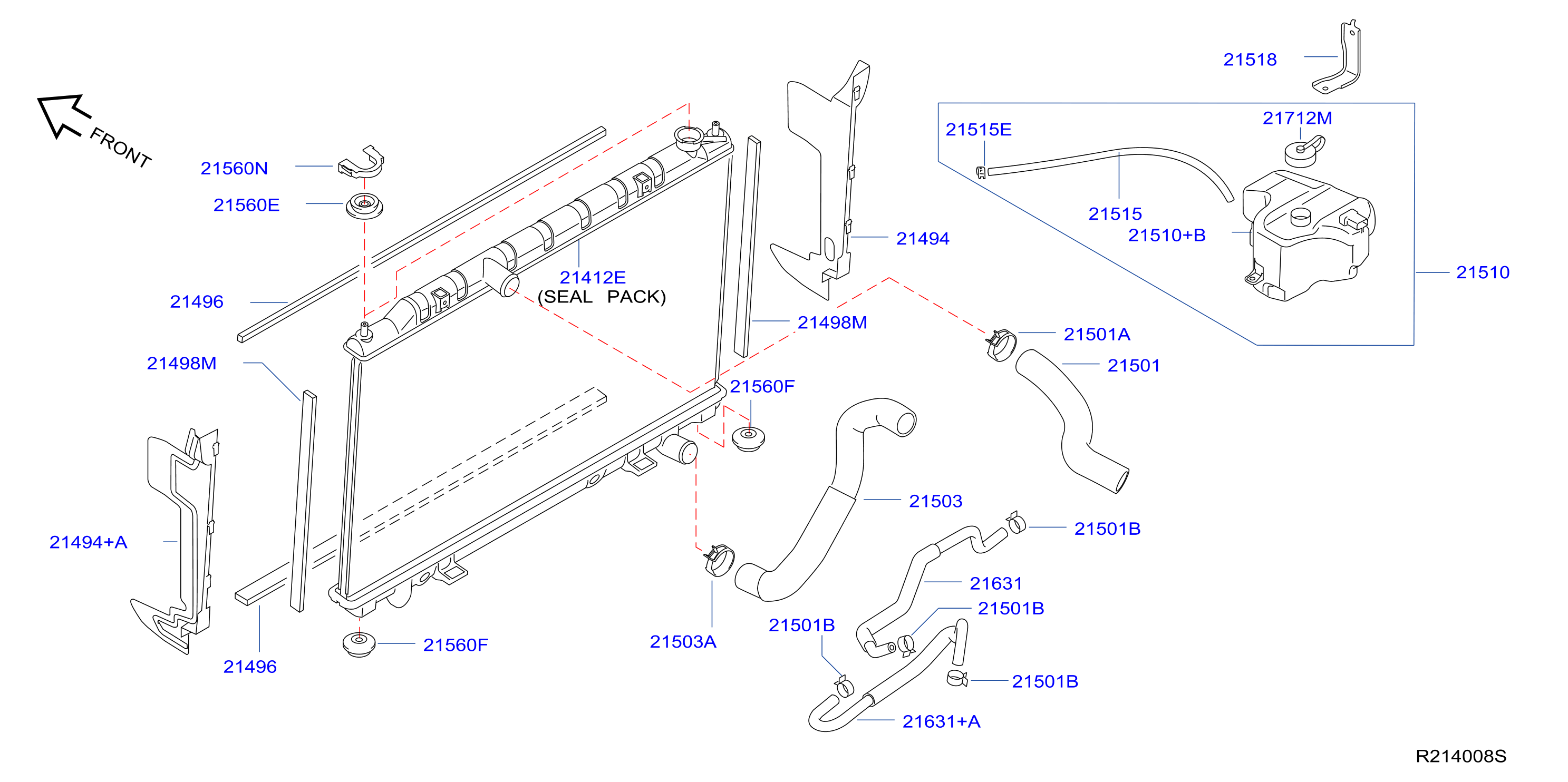 Diagram RADIATOR,SHROUD & INVERTER COOLING for your 2004 Nissan Quest SE 3.5L V6 AT 