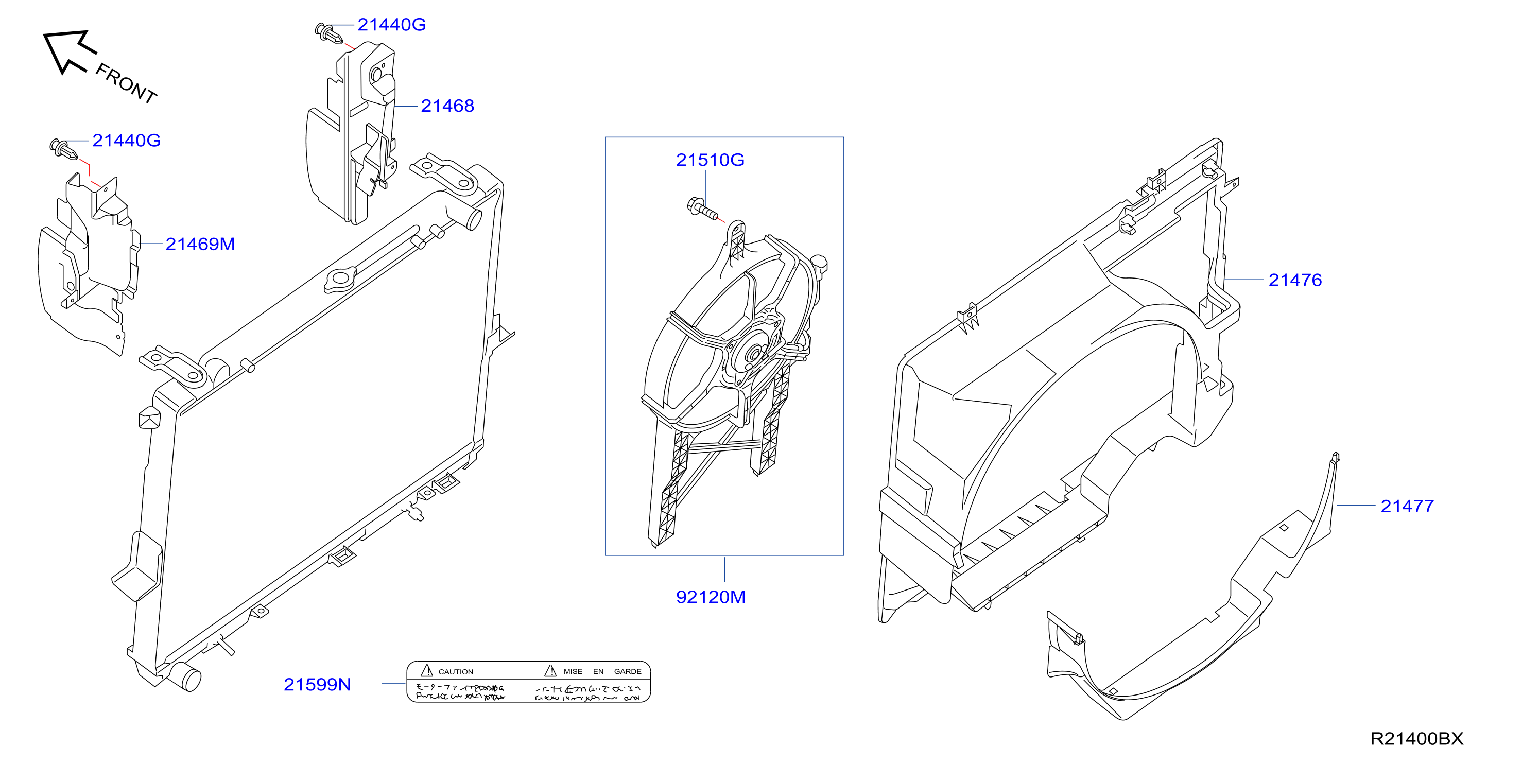 Diagram RADIATOR,SHROUD & INVERTER COOLING for your 2013 Nissan Frontier Crew Cab S  