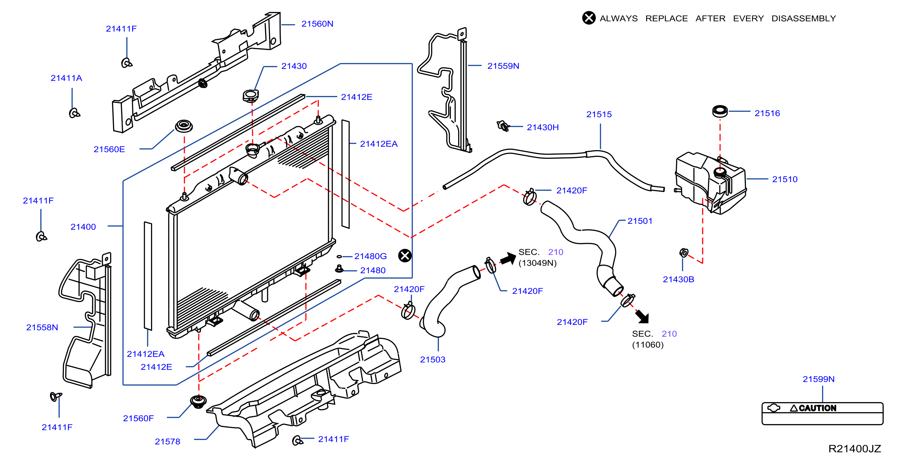 Diagram RADIATOR,SHROUD & INVERTER COOLING for your 2015 Nissan Rogue   