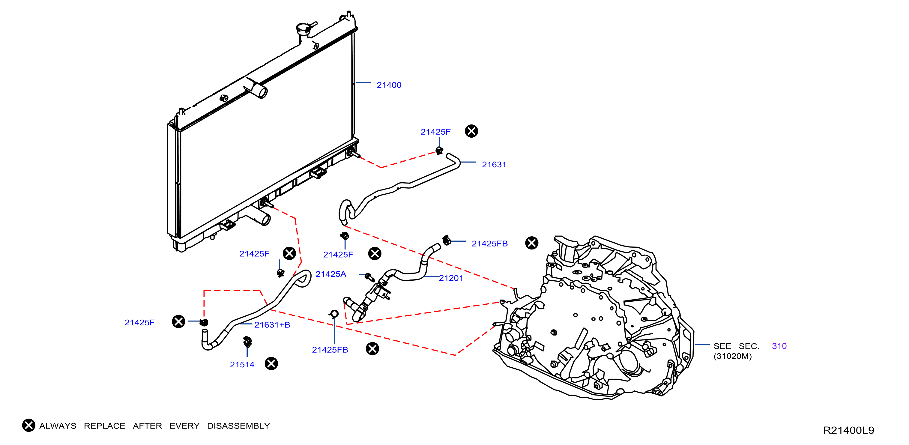 Diagram RADIATOR,SHROUD & INVERTER COOLING for your Nissan Rogue  