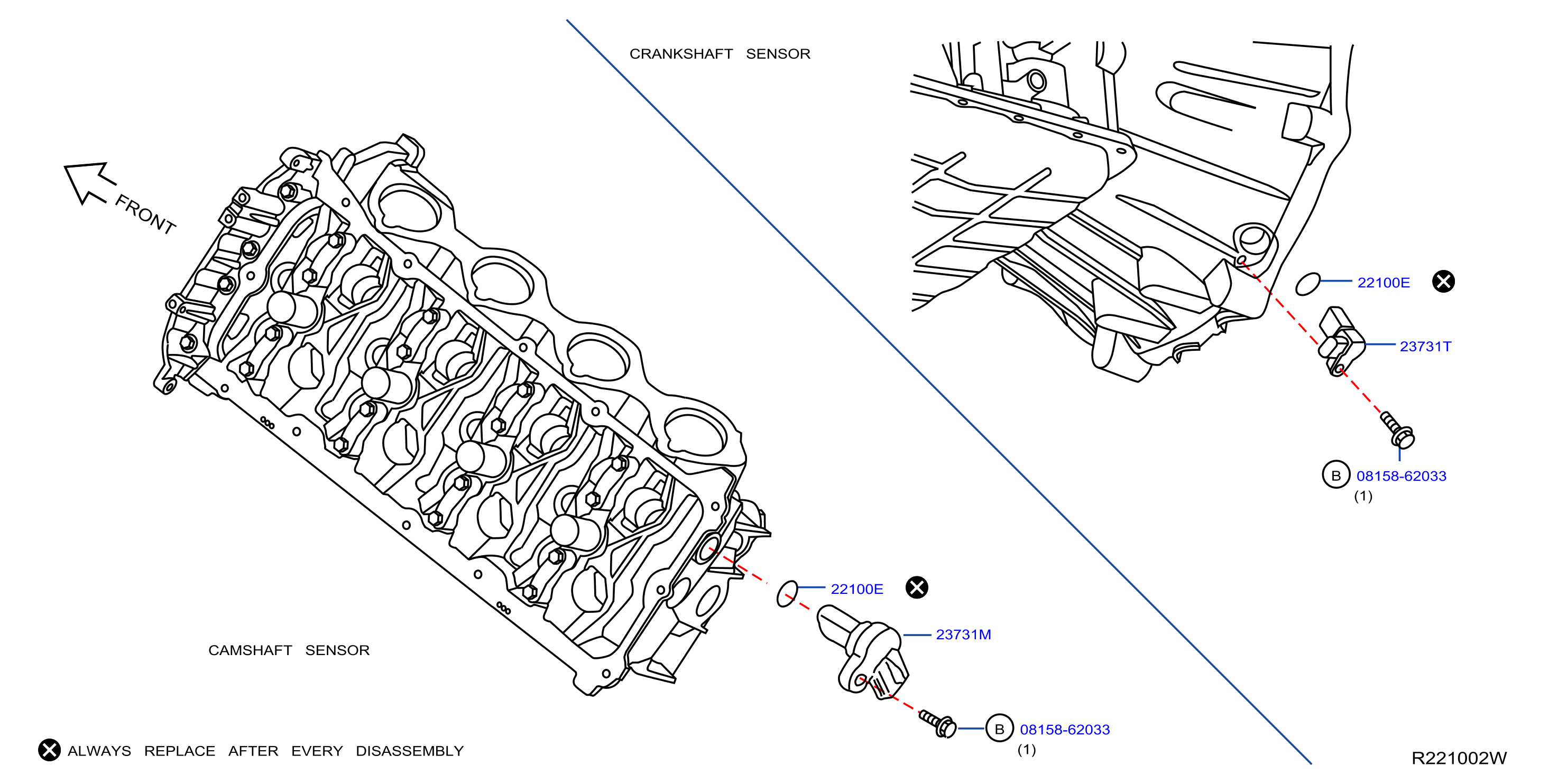 2004 Nissan Pathfinder LE Engine Camshaft Position Sensor 23731