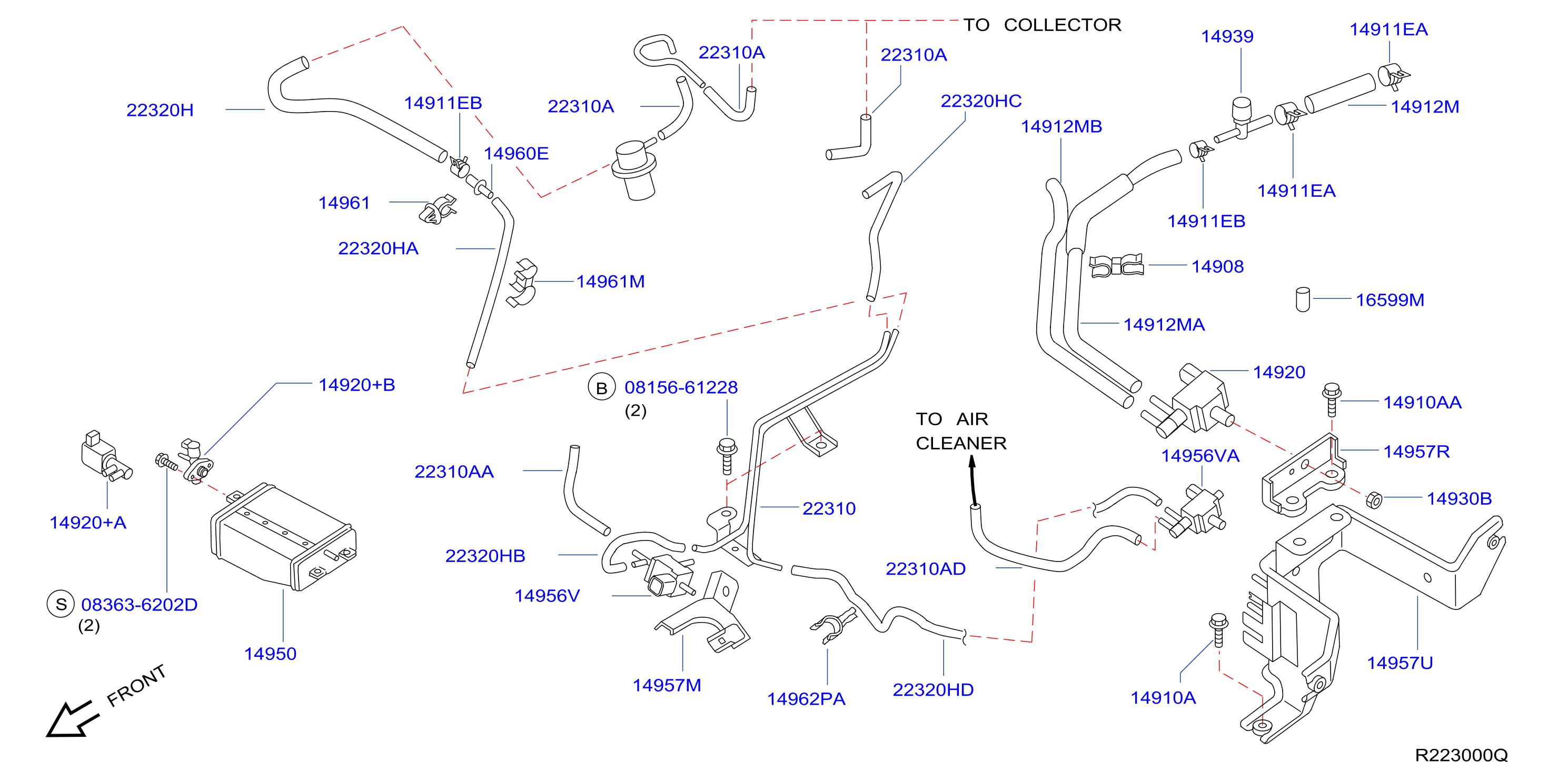 Diagram ENGINE CONTROL VACUUM PIPING for your 2020 Nissan Frontier   