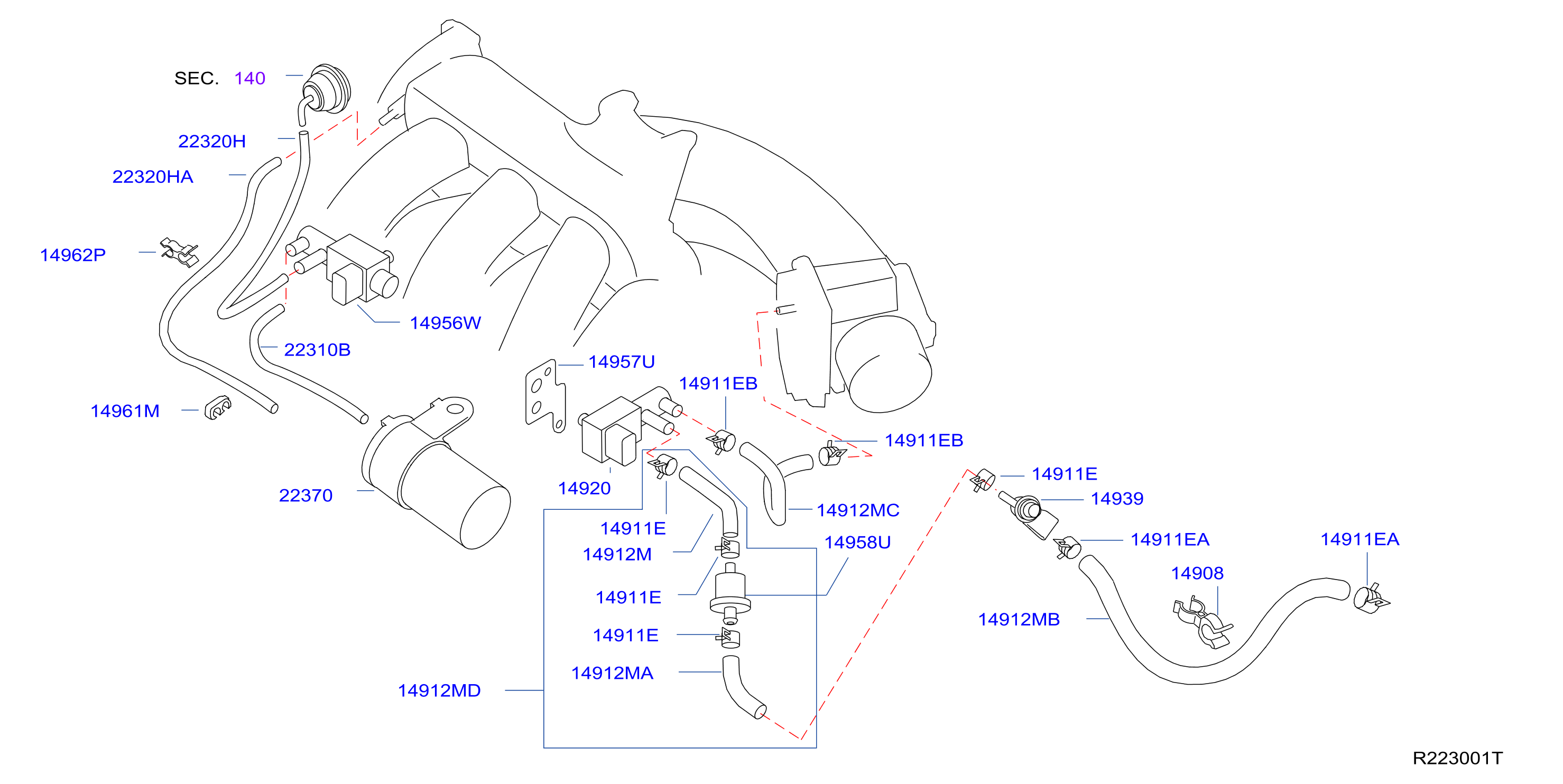 Diagram TUBERÍA DE VACÍO DE CONTROL DEL MOTOR for your 2004 Nissan Maxima SEDAN SE 5 PASSENGER 3.5L V6 MT 