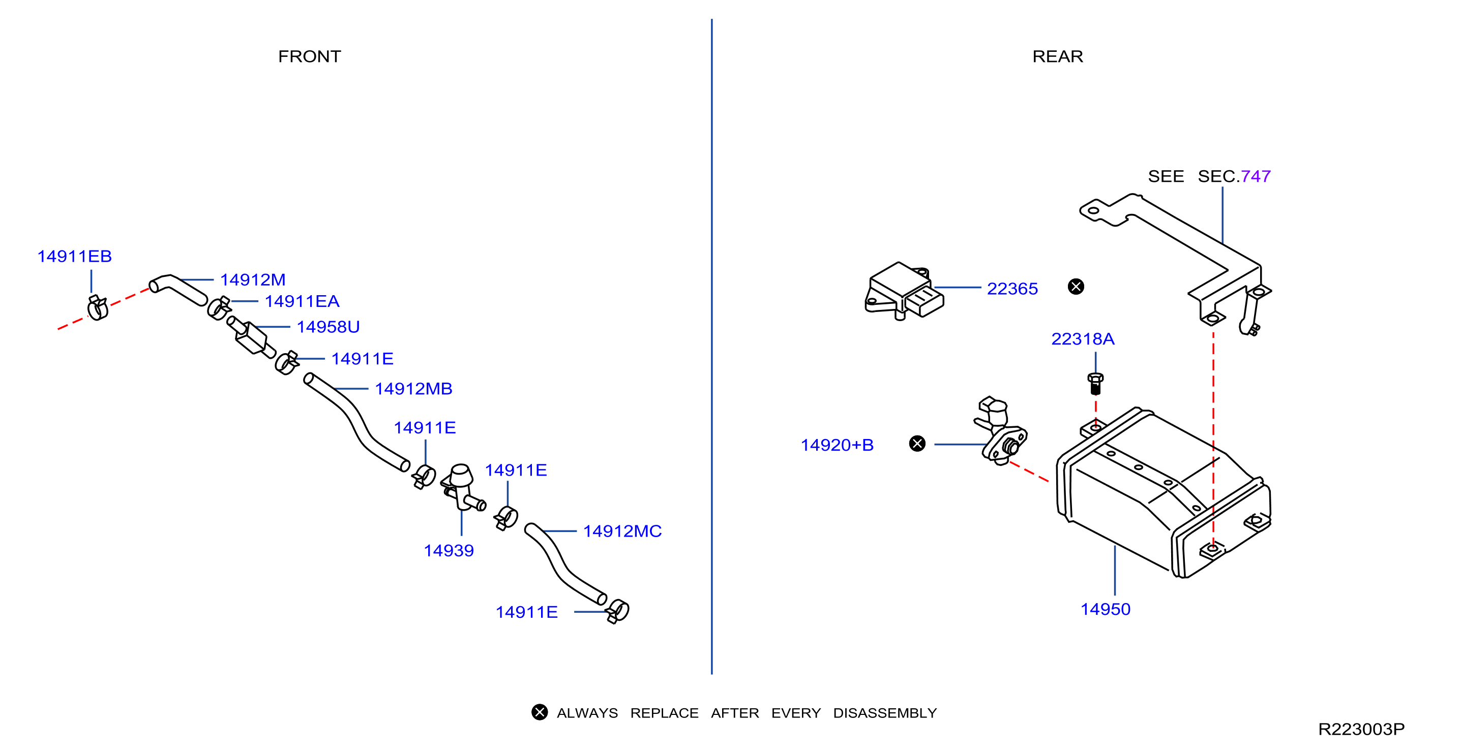 Diagram TUBERÍA DE VACÍO DE CONTROL DEL MOTOR for your 2022 Nissan Sentra   