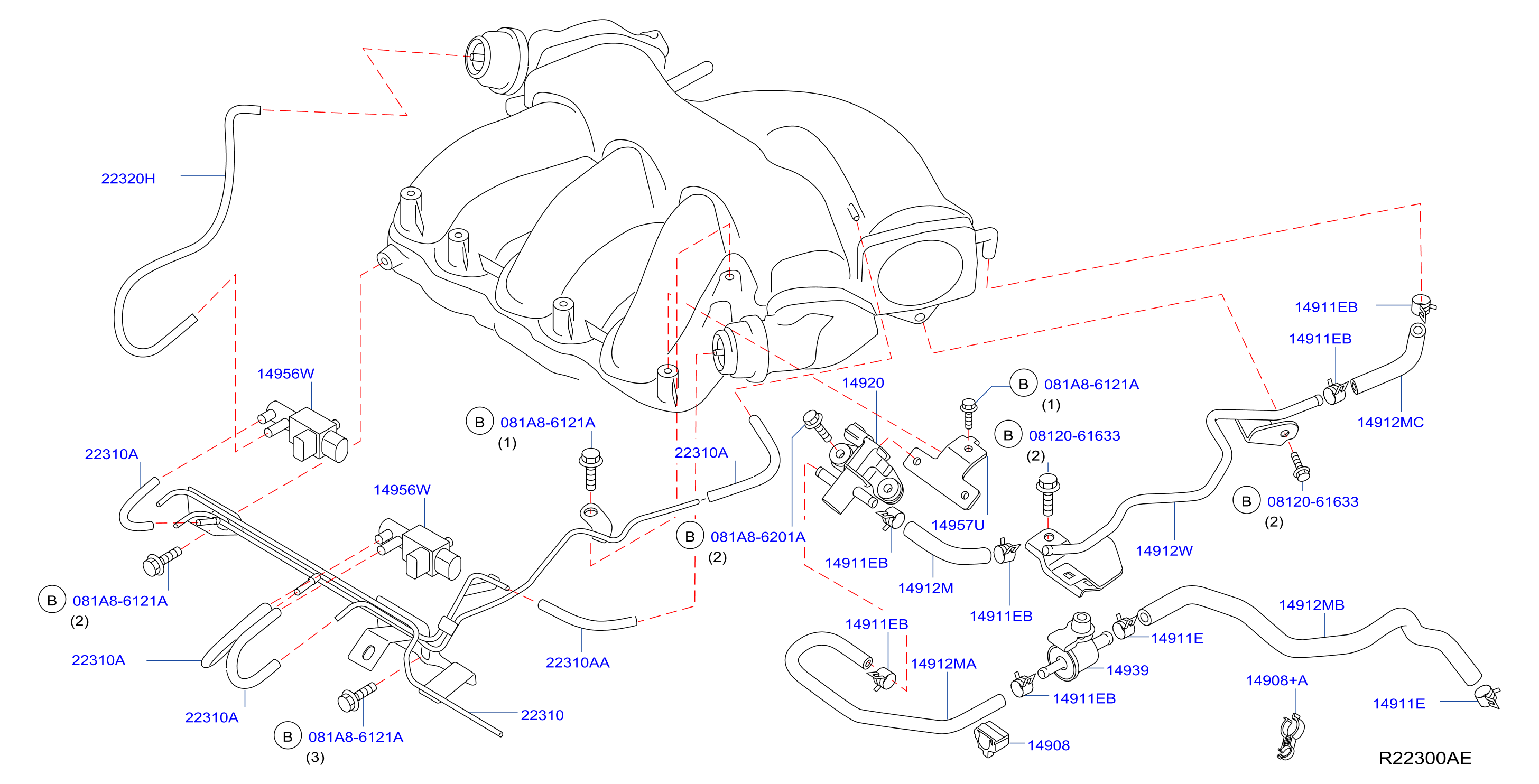 Diagram TUBERÍA DE VACÍO DE CONTROL DEL MOTOR for your 2008 Nissan Altima   