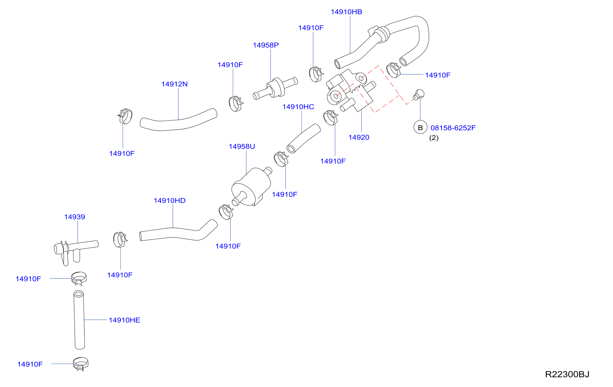 Diagram TUBERÍA DE VACÍO DE CONTROL DEL MOTOR for your 2022 Nissan Sentra   
