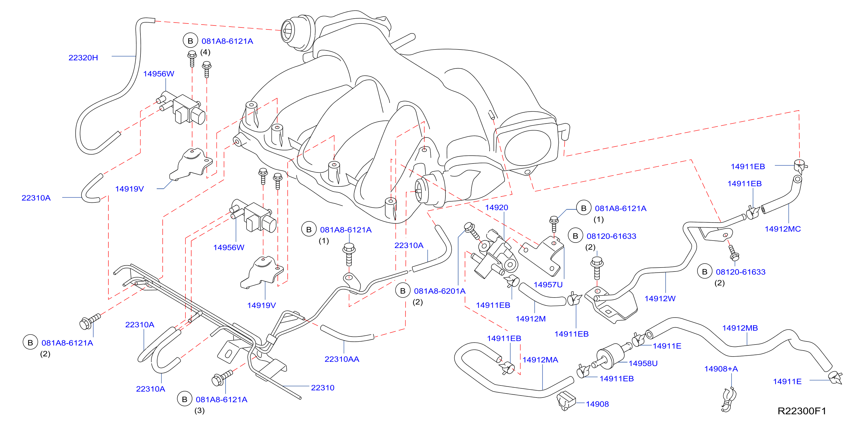 Diagram TUBERÍA DE VACÍO DE CONTROL DEL MOTOR for your 2008 Nissan Altima   