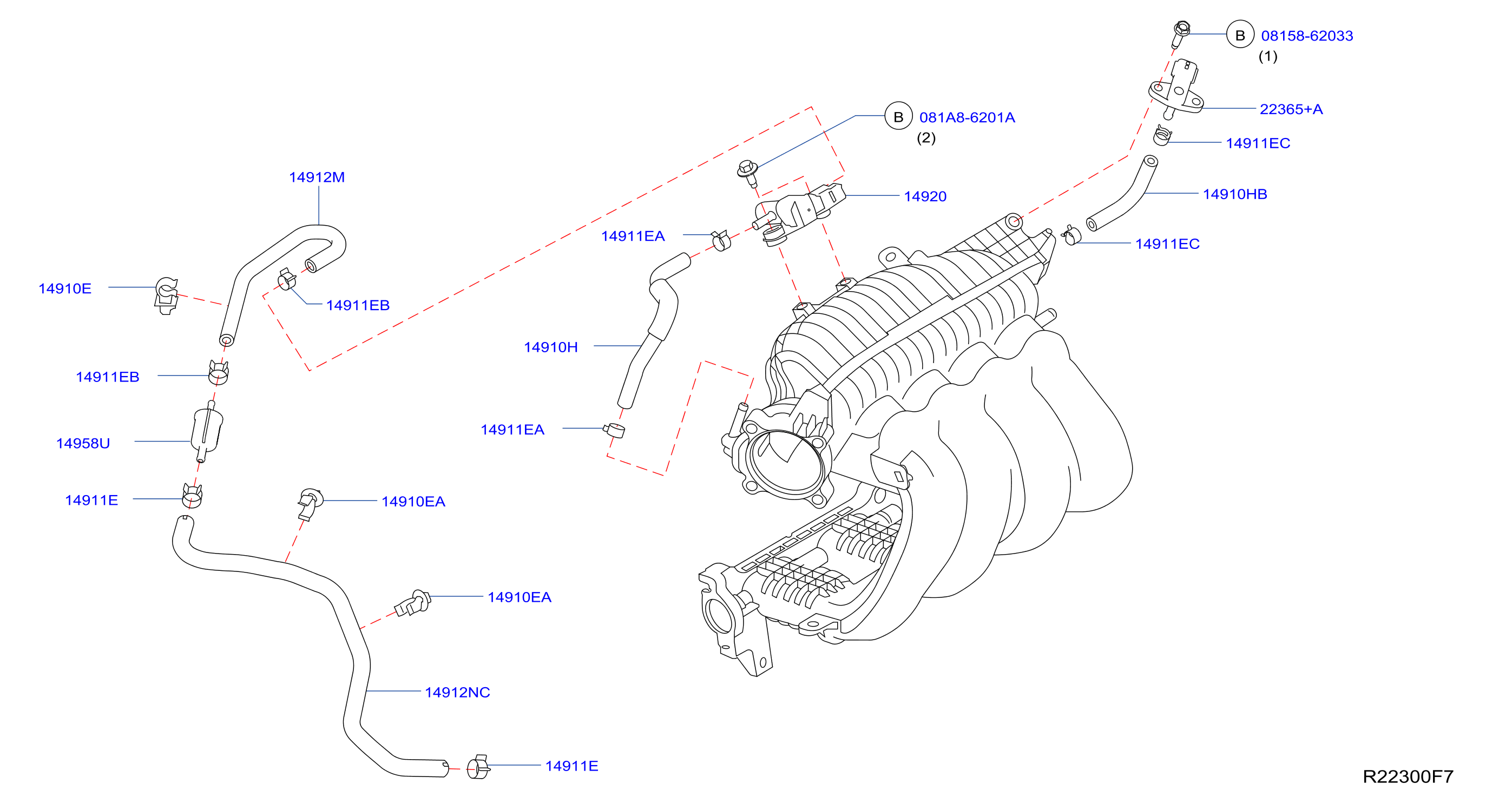 Diagram TUBERÍA DE VACÍO DE CONTROL DEL MOTOR for your 2008 Nissan Altima   