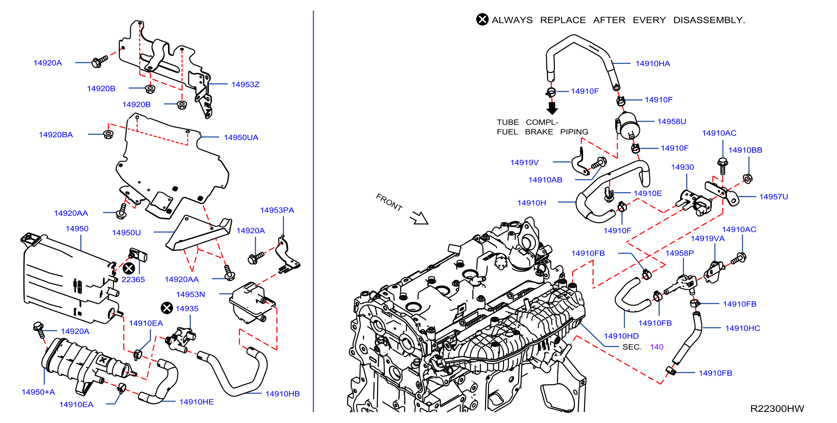 Diagram ENGINE CONTROL VACUUM PIPING for your 2022 INFINITI QX55 2.0L VC-Turbo CVT AWD WAGON LUXE 