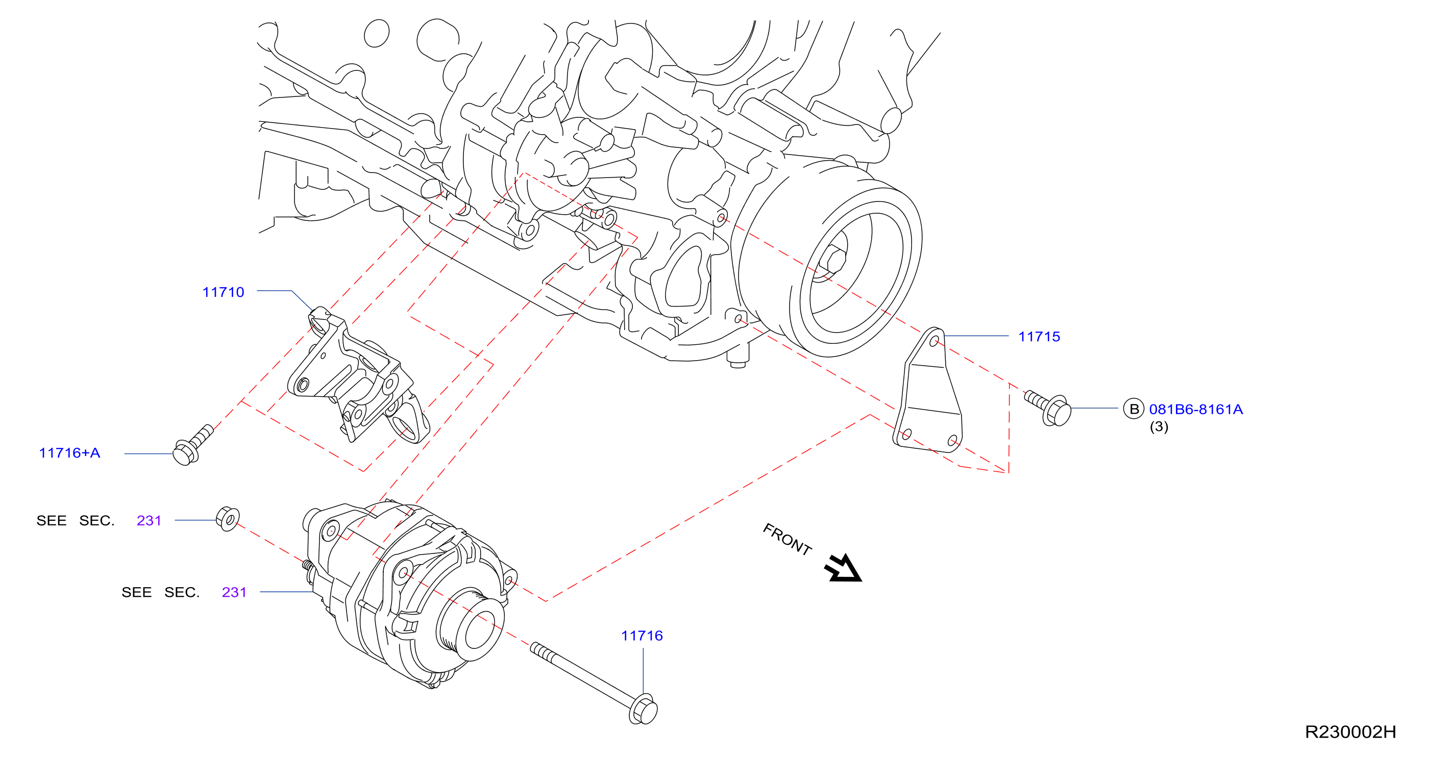 Nissan Titan Alternator Adjusting Bracket - 11715-EZ30B | SANSONE