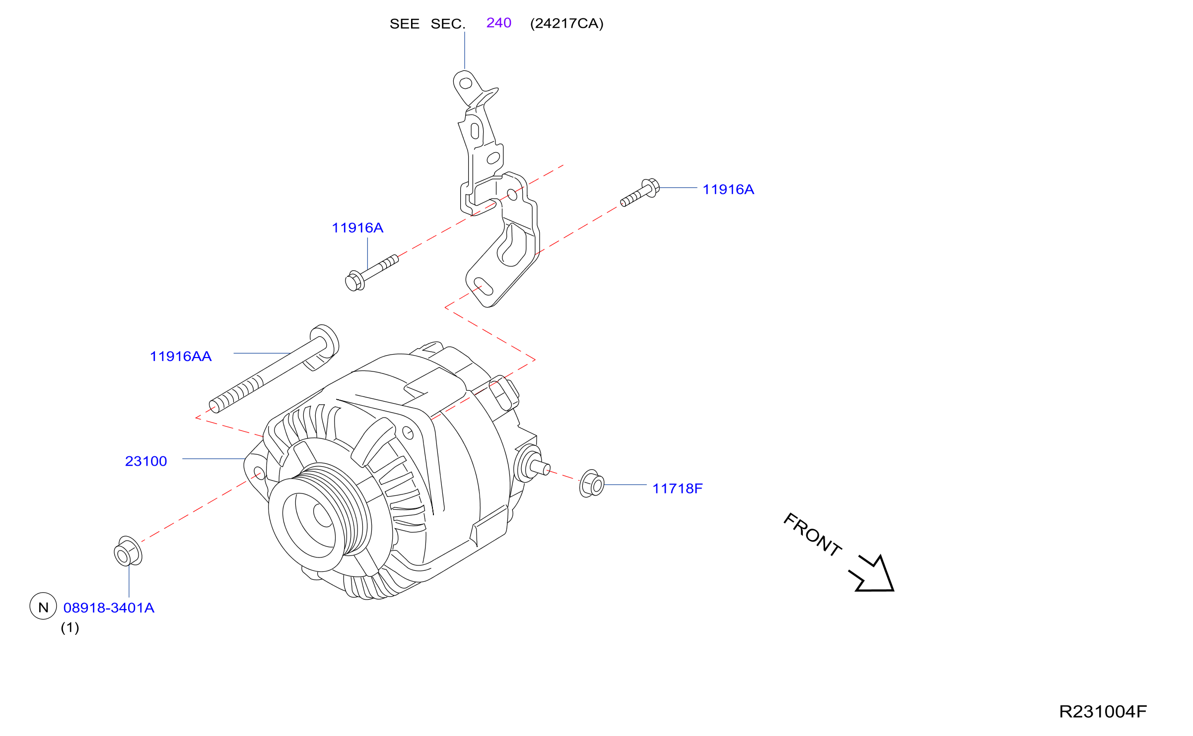 Diagram ALTERNATOR for your 2004 Nissan Sentra   