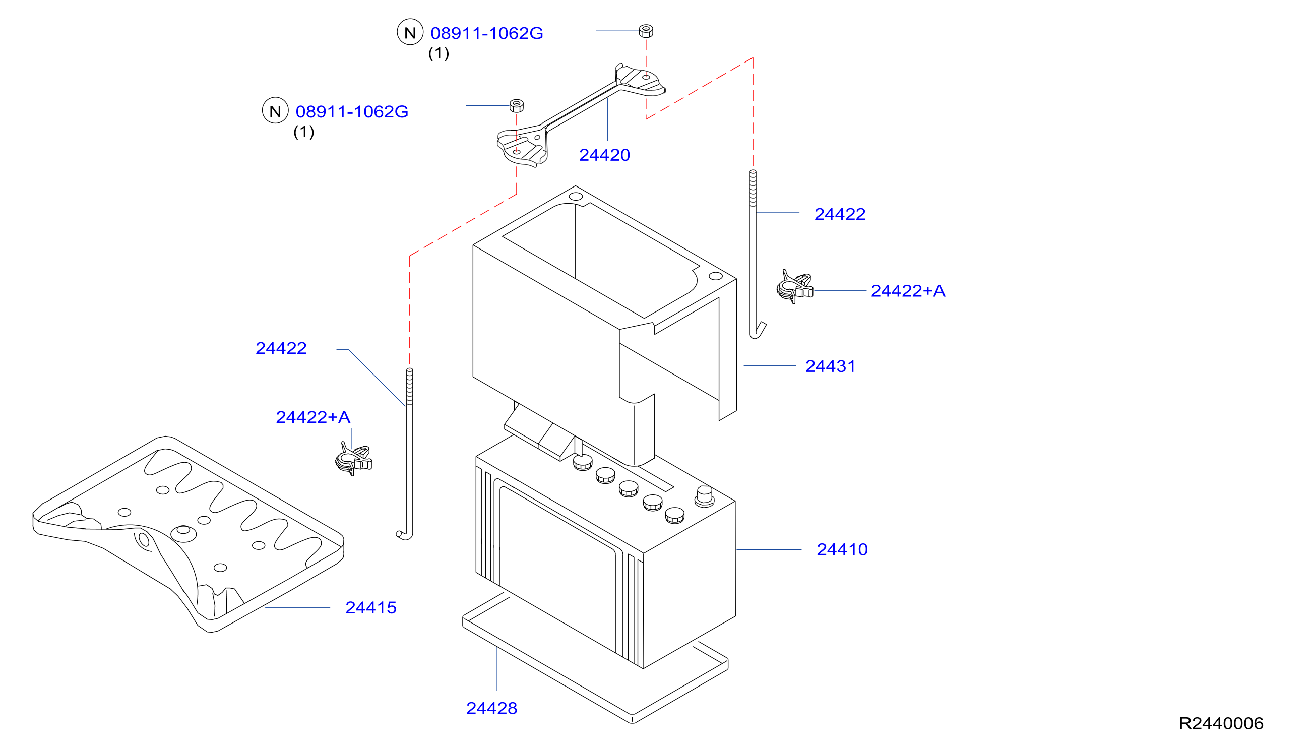 Diagram BATTERY & BATTERY MOUNTING for your 2009 Nissan Titan Crew Cab S 5.6L V8 AT 4WD/SB 