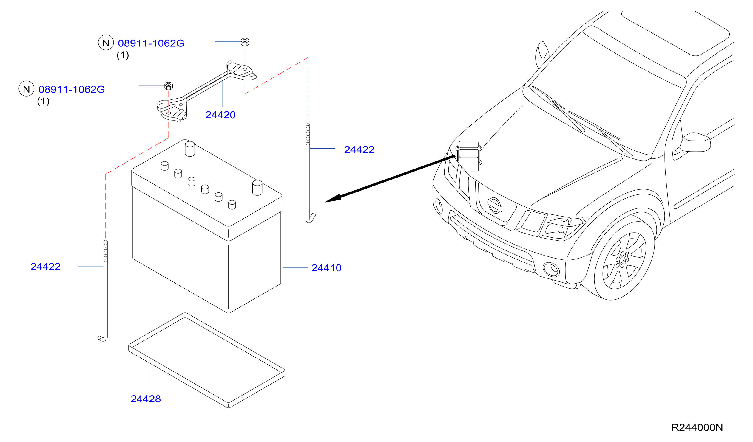 Diagram BATTERY & BATTERY MOUNTING for your Nissan Frontier  