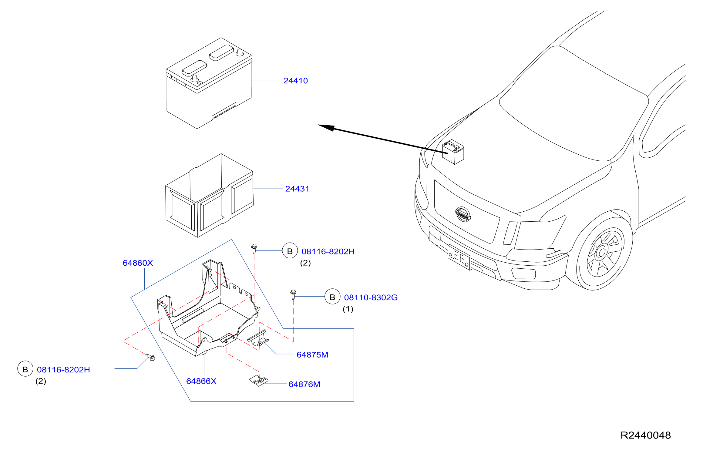 2018 Nissan Armada Battery Cover. Battery Cover 24431 EZ30B