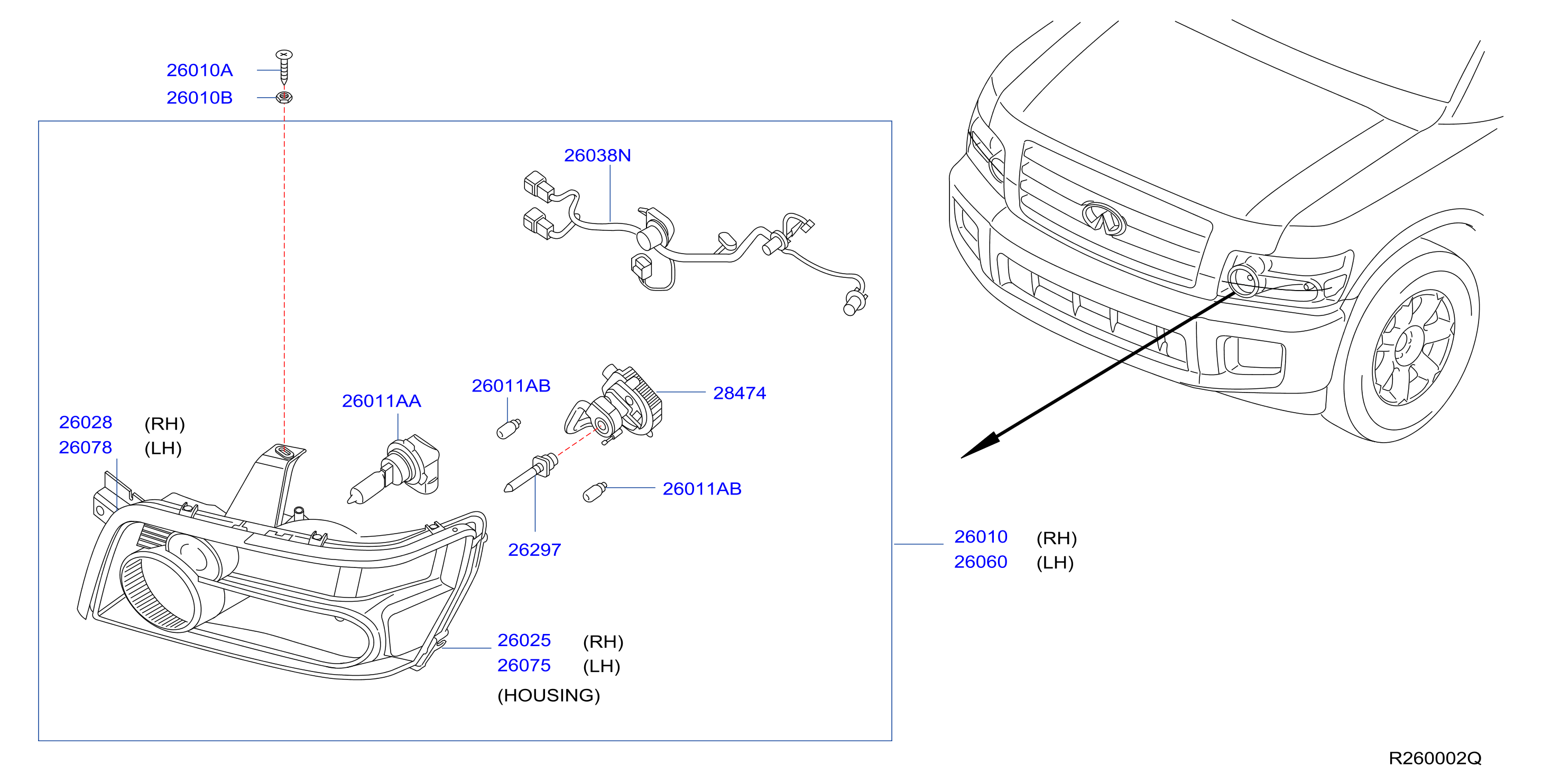 Diagram HEADLAMP for your 2001 INFINITI QX4   