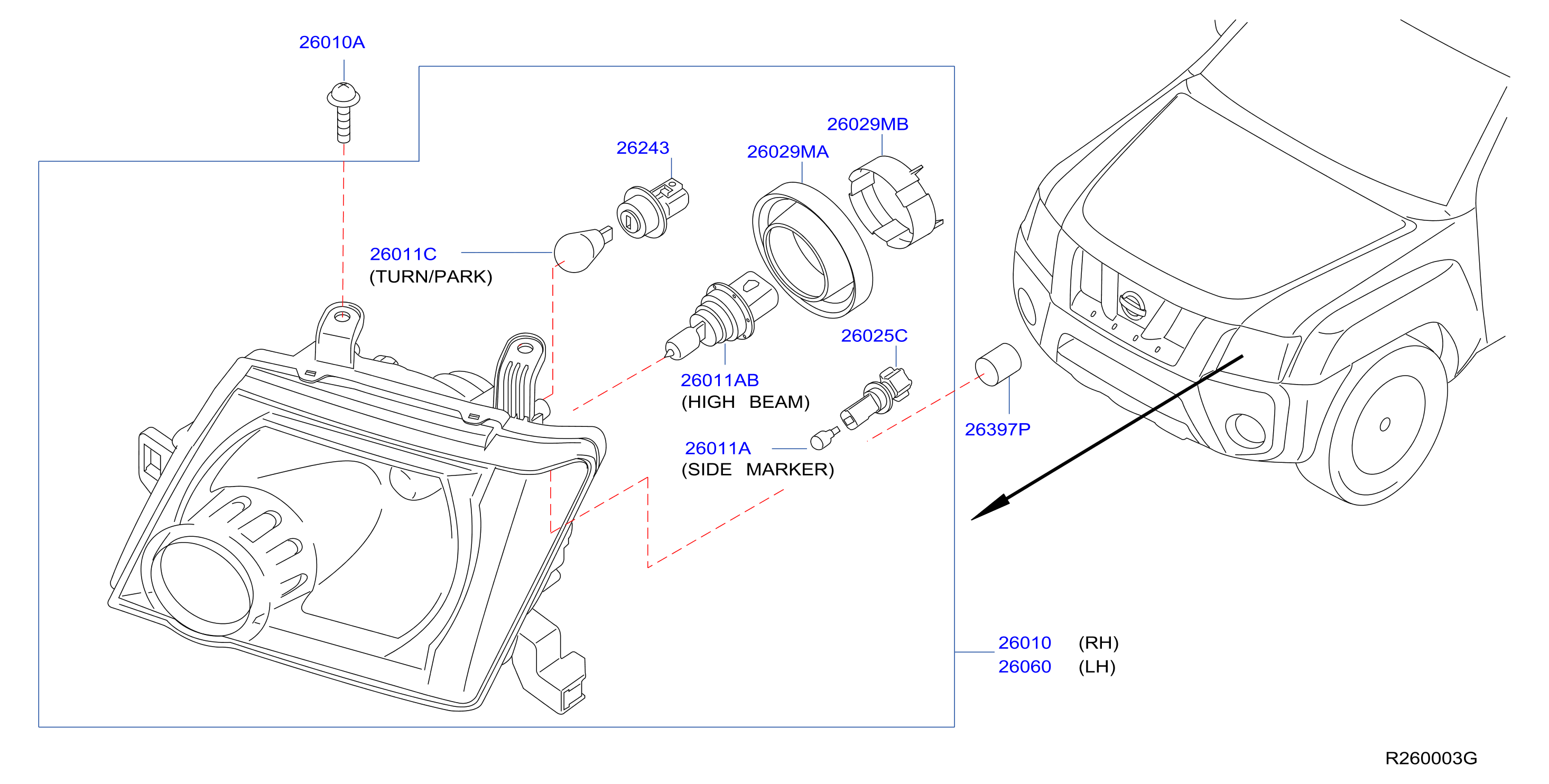 Diagram HEADLAMP for your Nissan