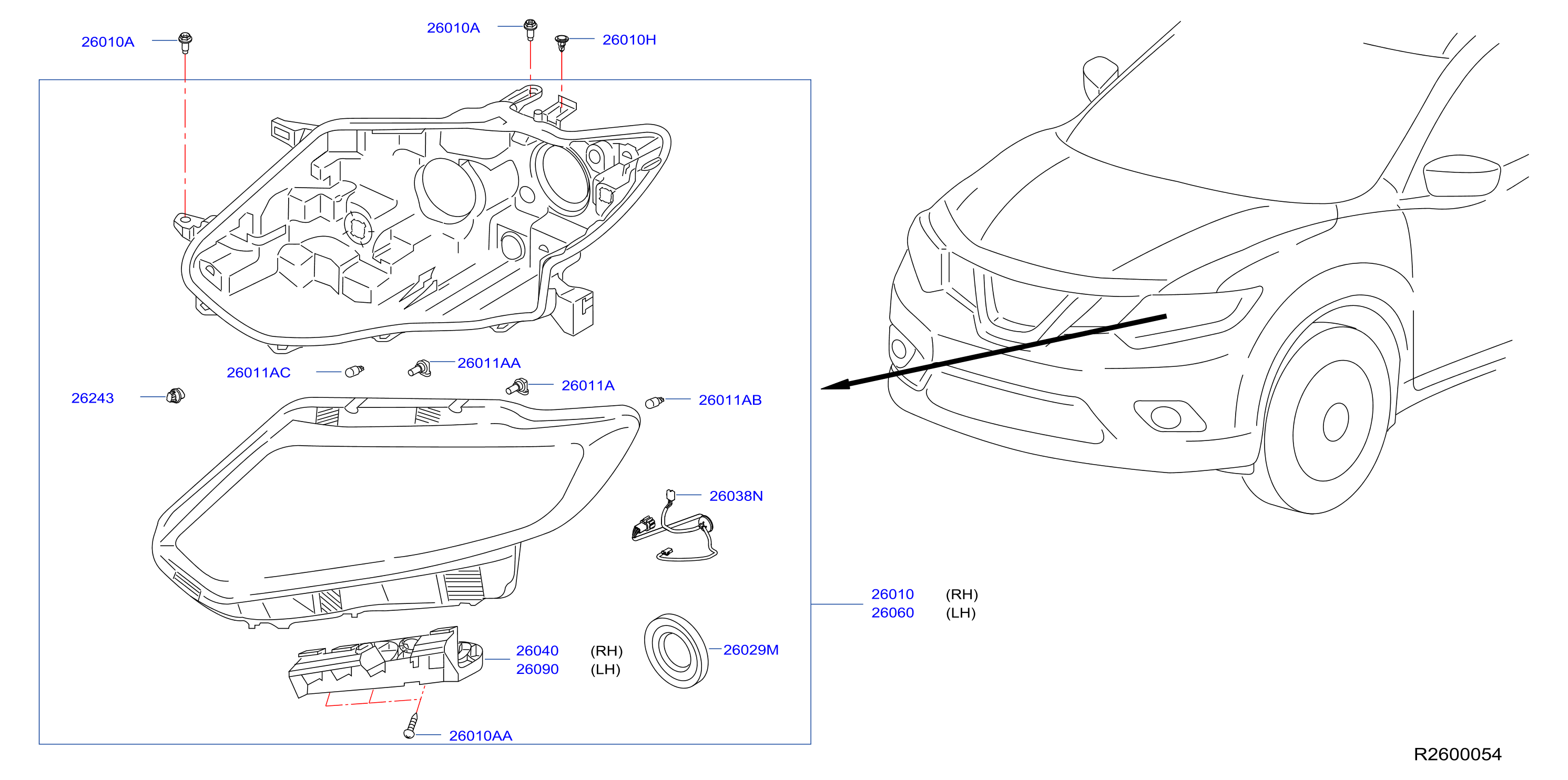 Diagram HEADLAMP for your 2022 Nissan Rogue   