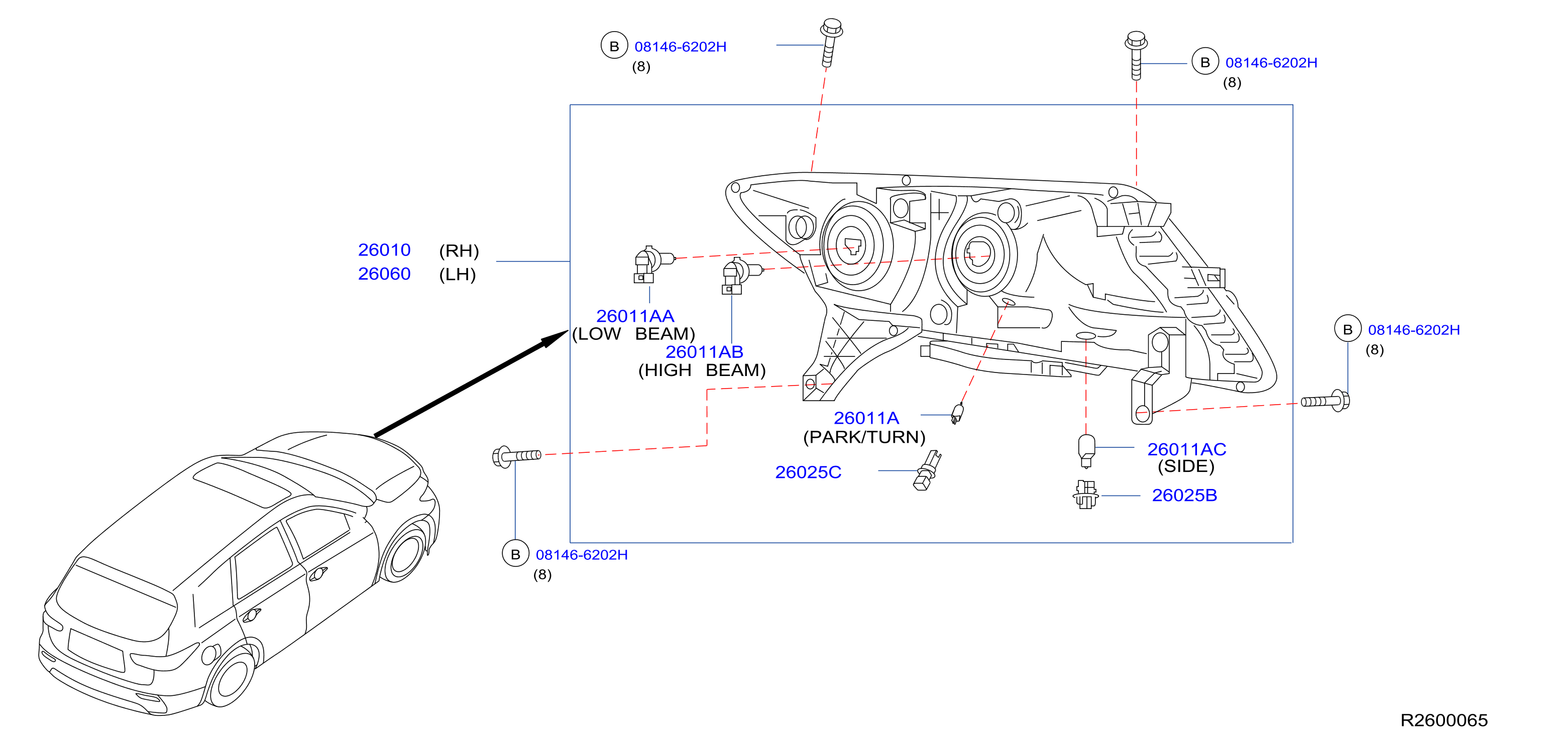 Diagram HEADLAMP for your 2004 Nissan Pathfinder   