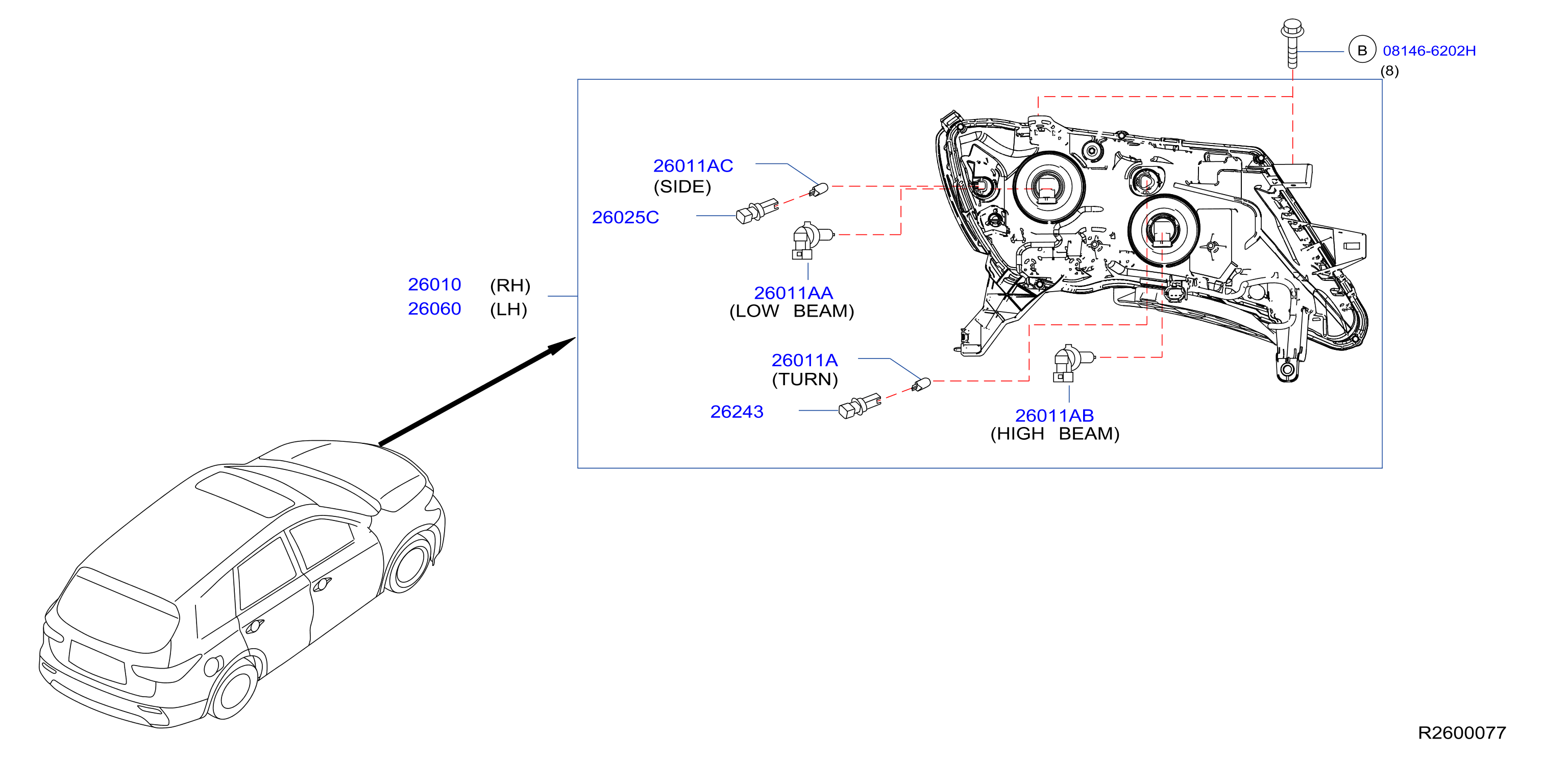 Diagram HEADLAMP for your 2004 Nissan Pathfinder   