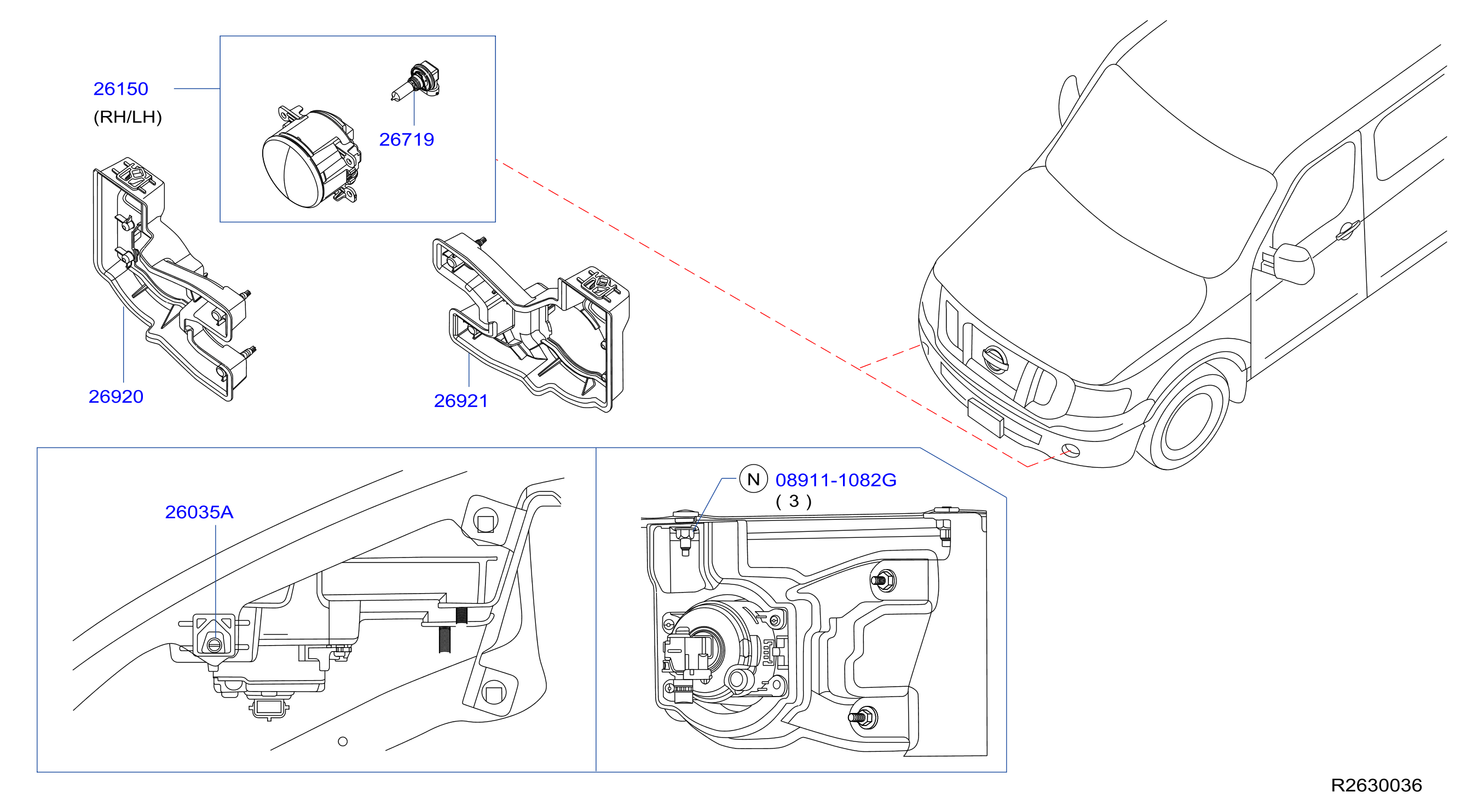 Diagram FOG,DAYTIME RUNNING & DRIVING LAMP for your Nissan NV3500  