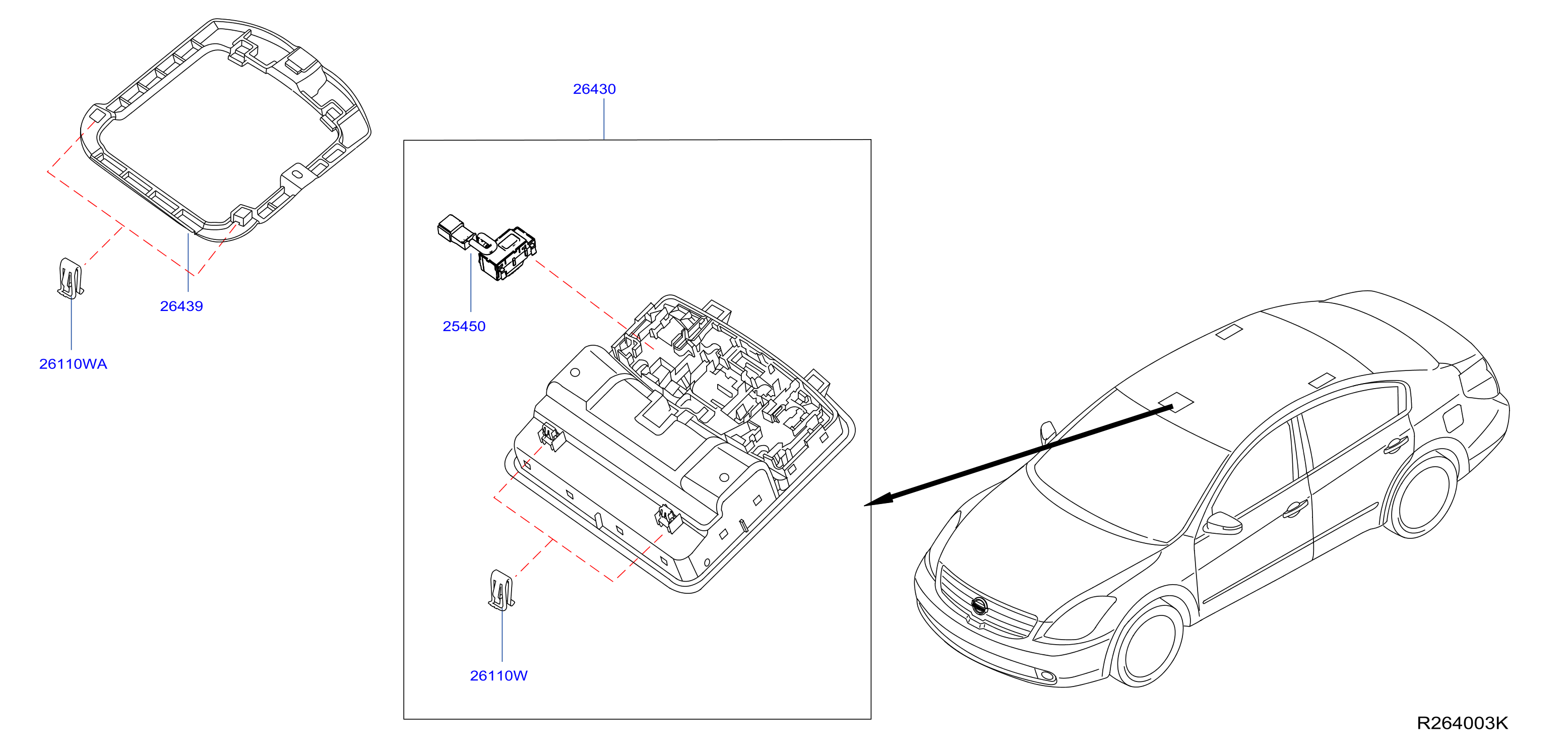 26431-7S010 Genuine Nissan #264317S010 Lens-Map Lamp