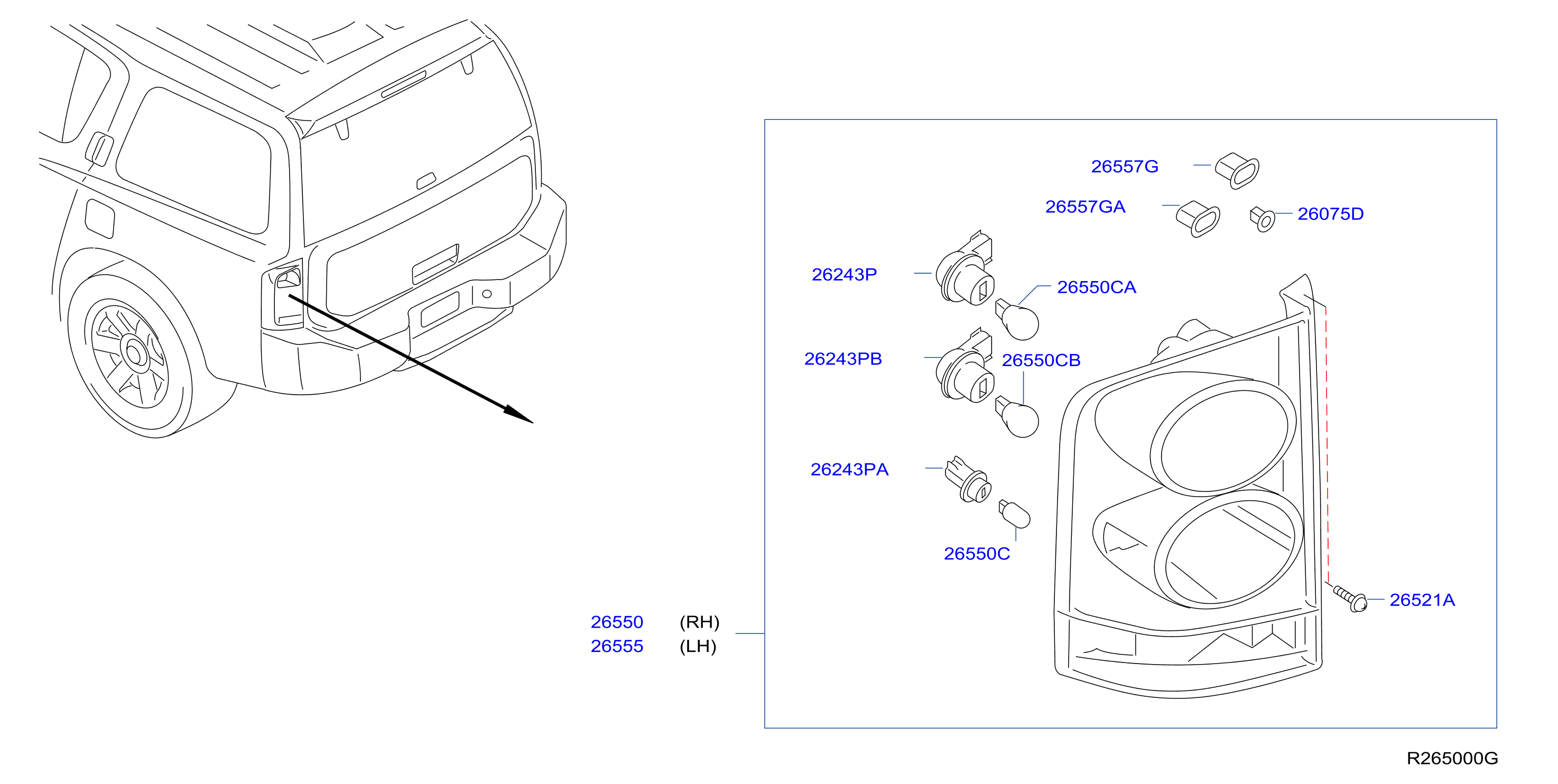 Diagram REAR COMBINATION LAMP for your 2009 Nissan Armada   