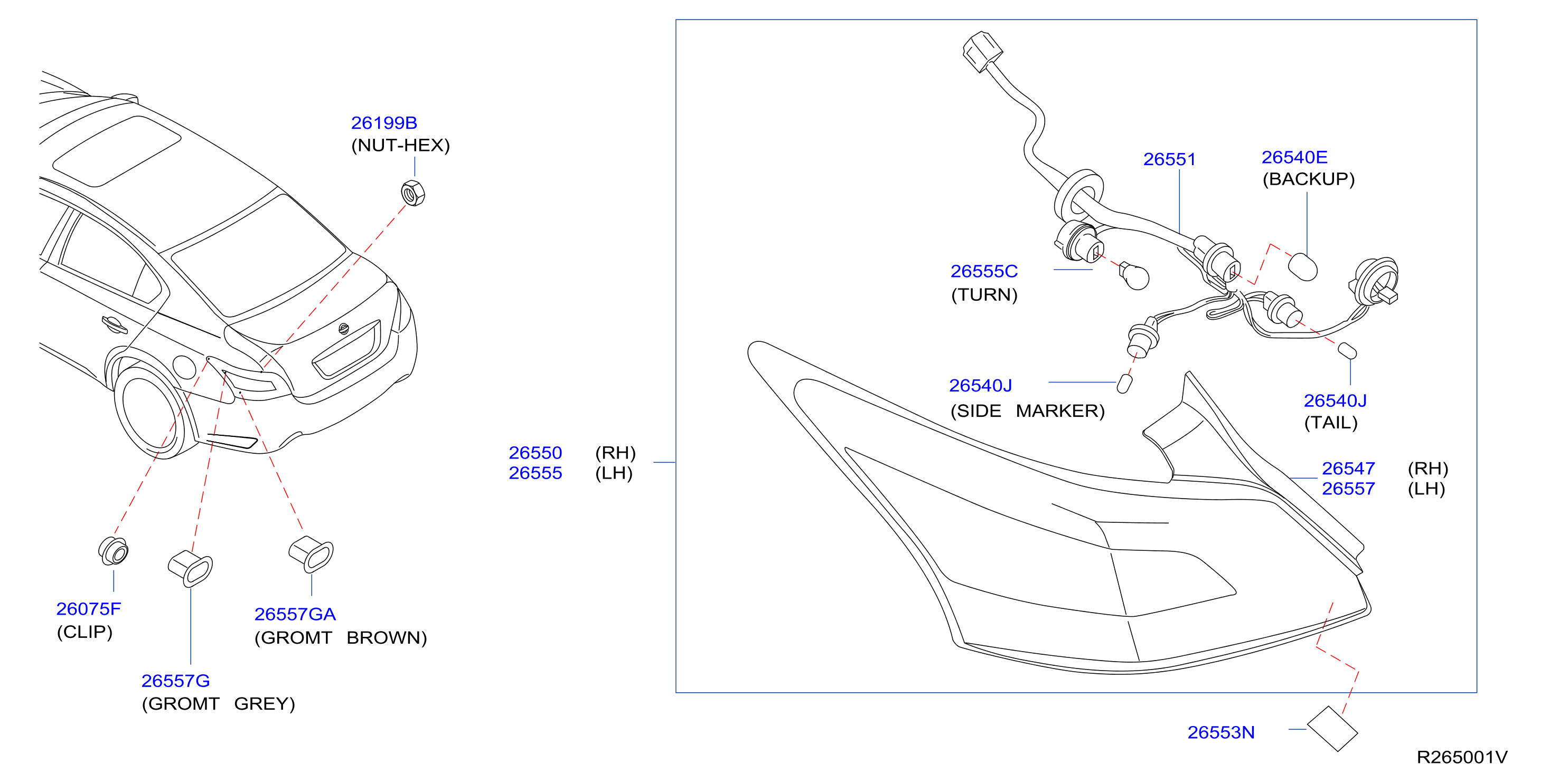 Diagram REAR COMBINATION LAMP for your 2015 Nissan Versa Note   