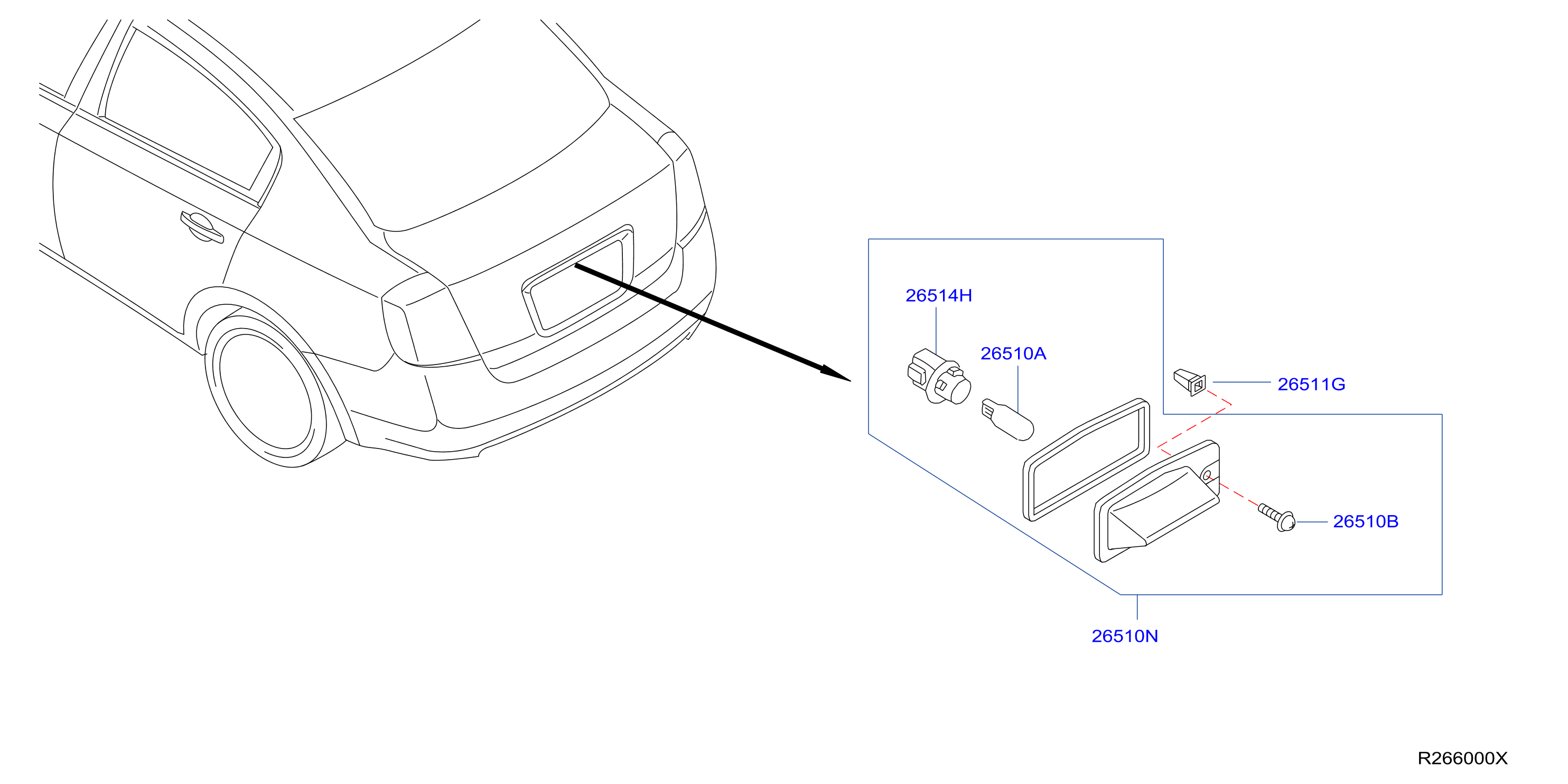 Diagram LICENCE PLATE LAMP for your Nissan Rogue  