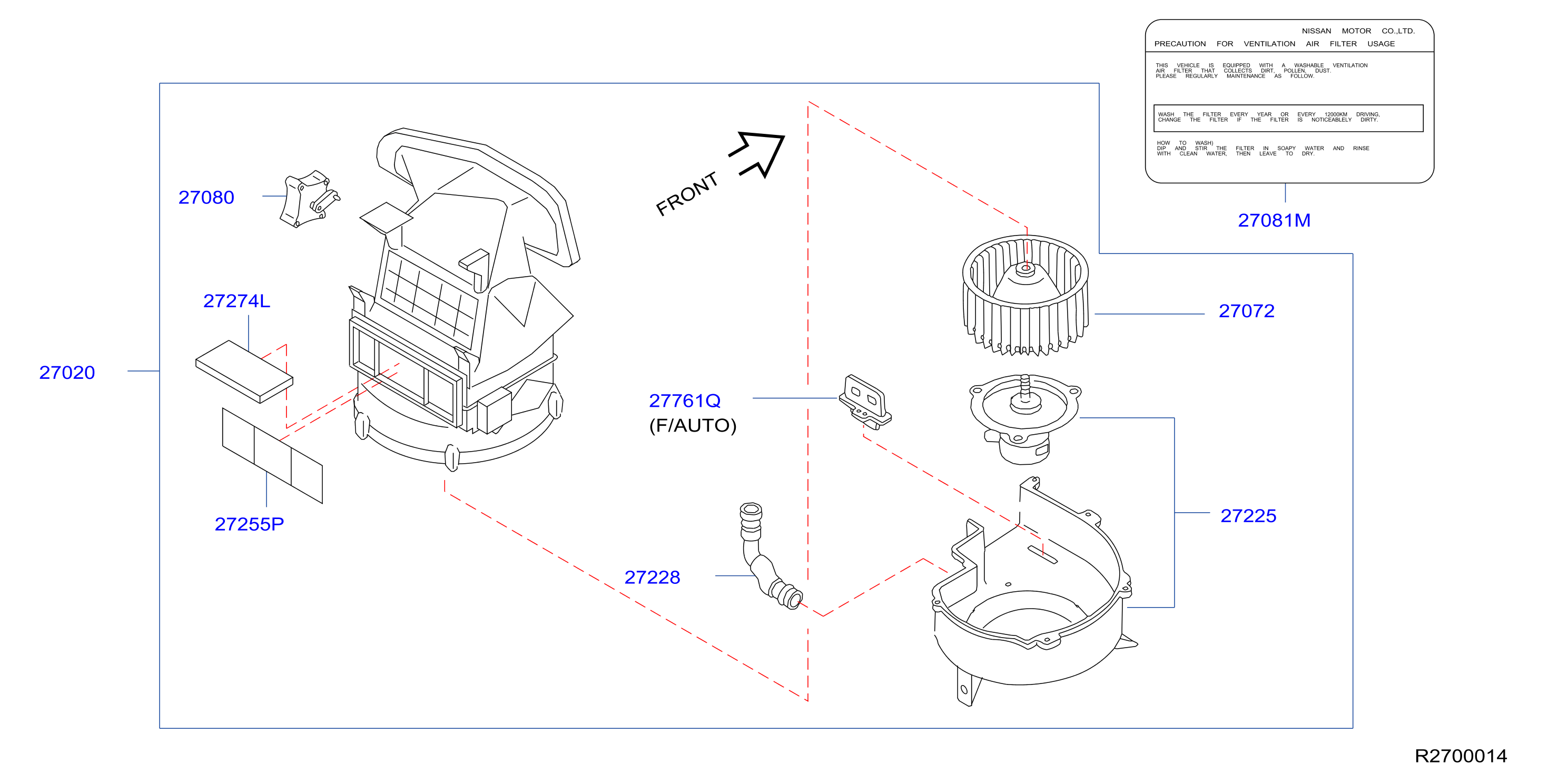 Diagram HEATER & BLOWER UNIT for your 2001 Nissan Maxima   