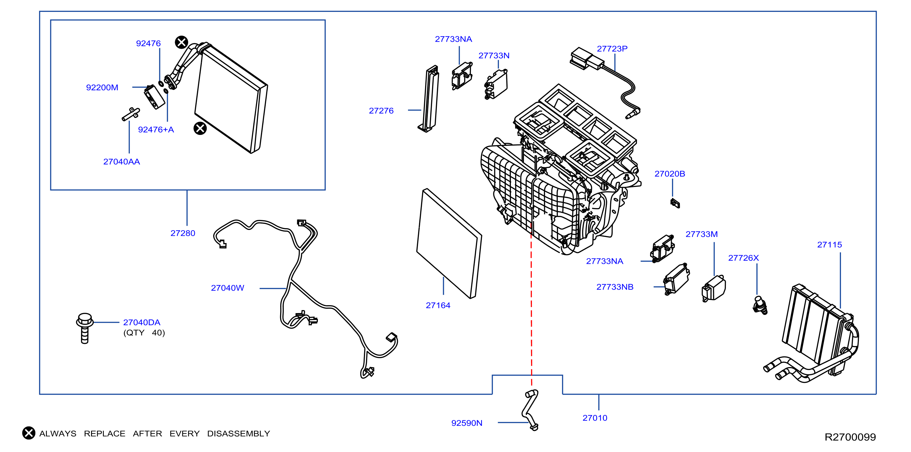 Diagram HEATER & BLOWER UNIT for your 1996 INFINITI