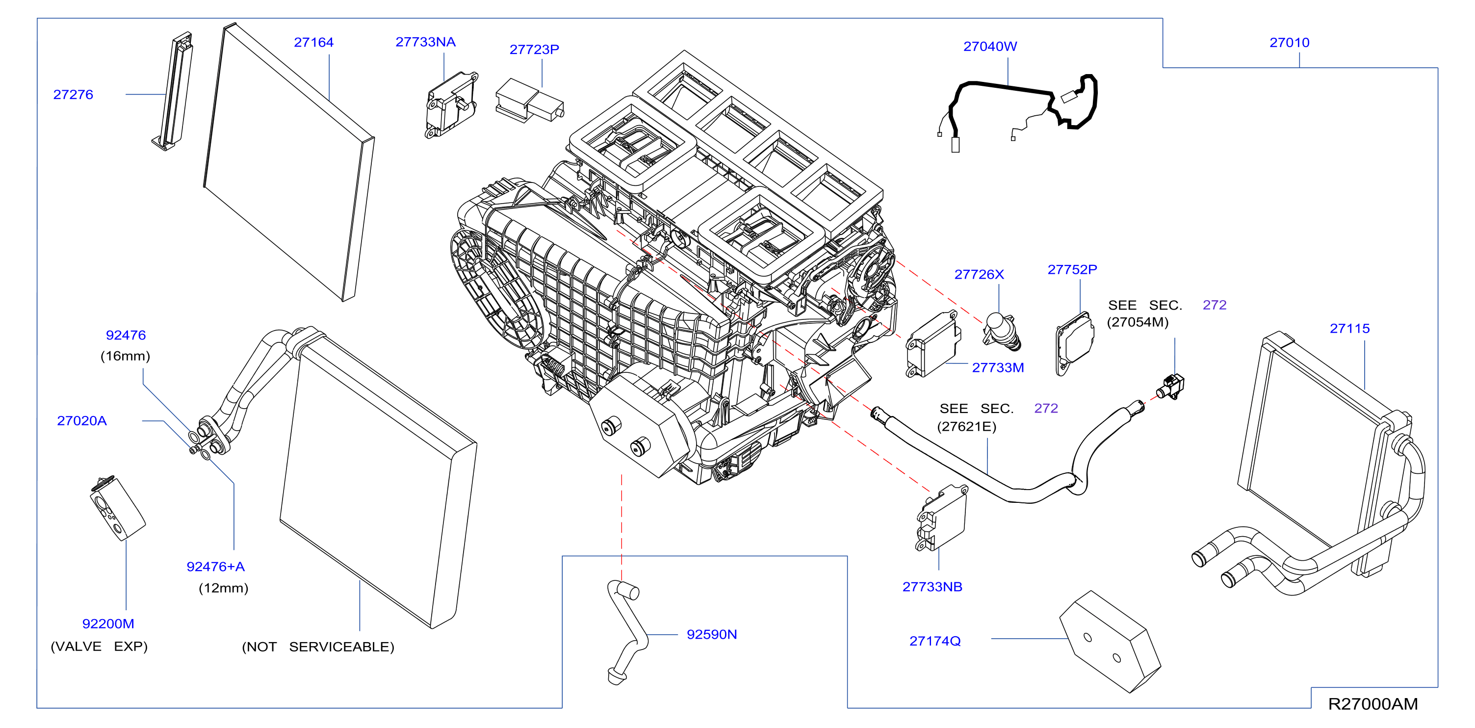 Diagram HEATER & BLOWER UNIT for your 2015 Nissan Sentra   