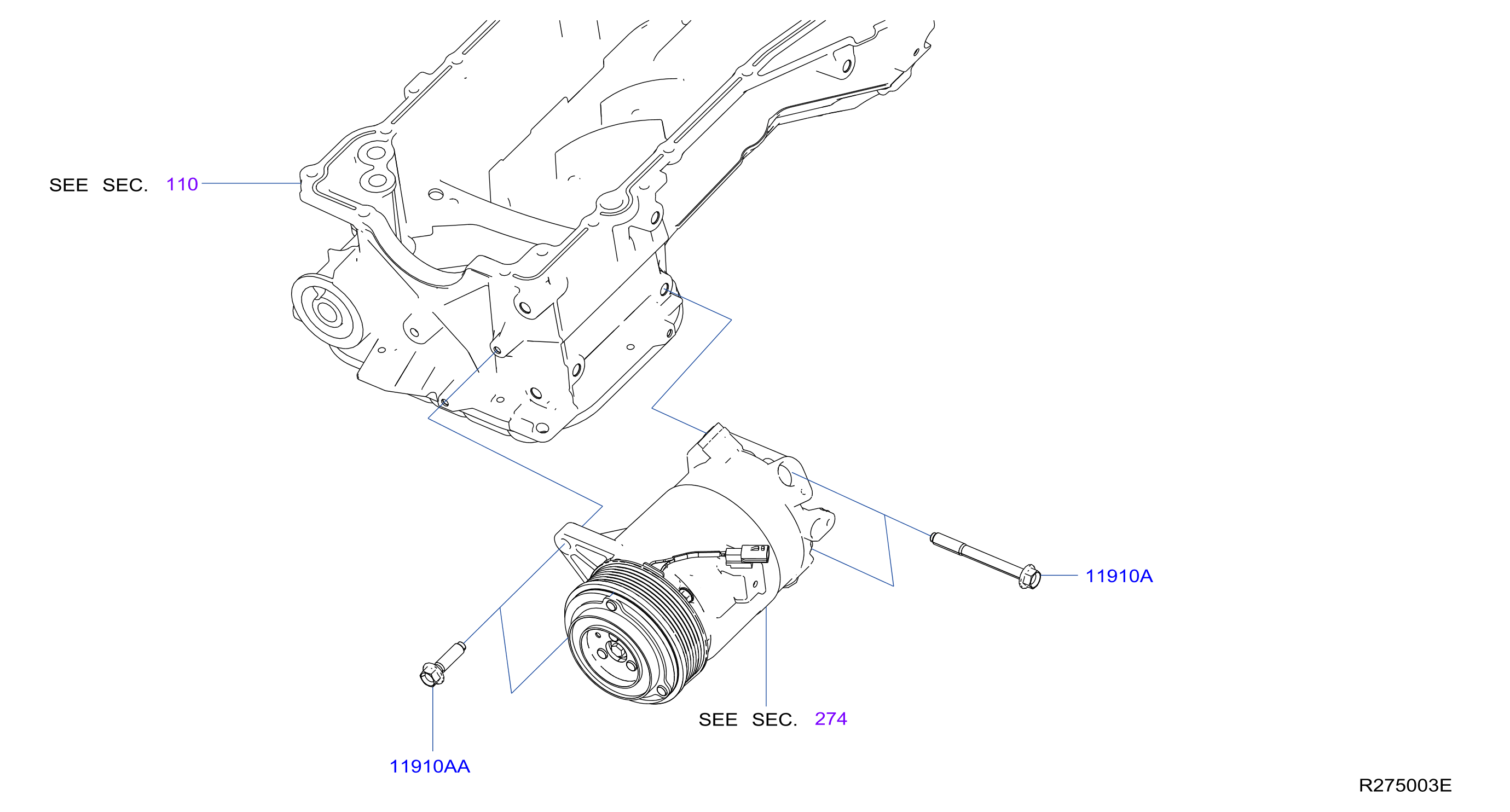 Diagram COMPRESSOR MOUNTING & FITTING for your 2016 Nissan Pathfinder   