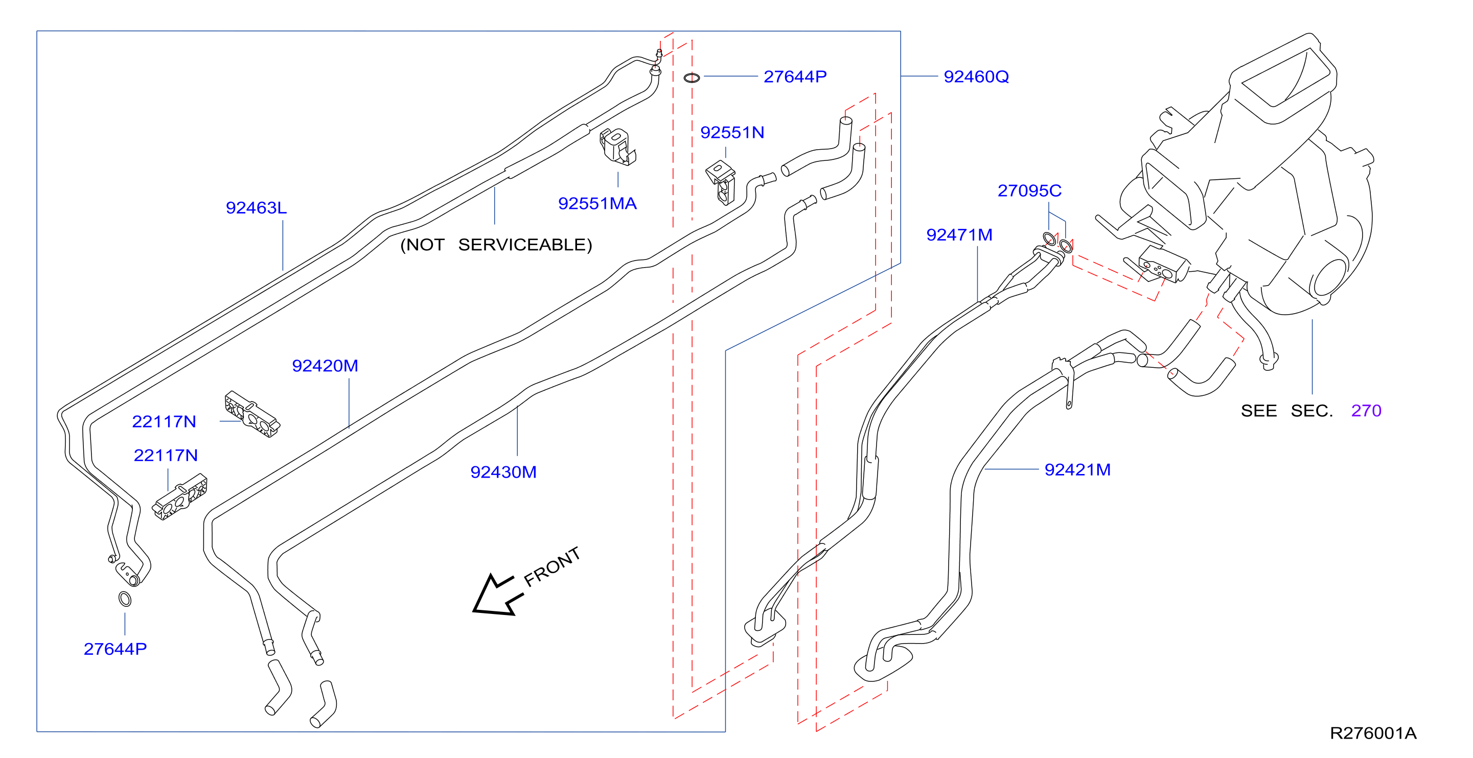 Diagram CONDENSER,LIQUID TANK & PIPING for your 2013 Nissan Rogue   