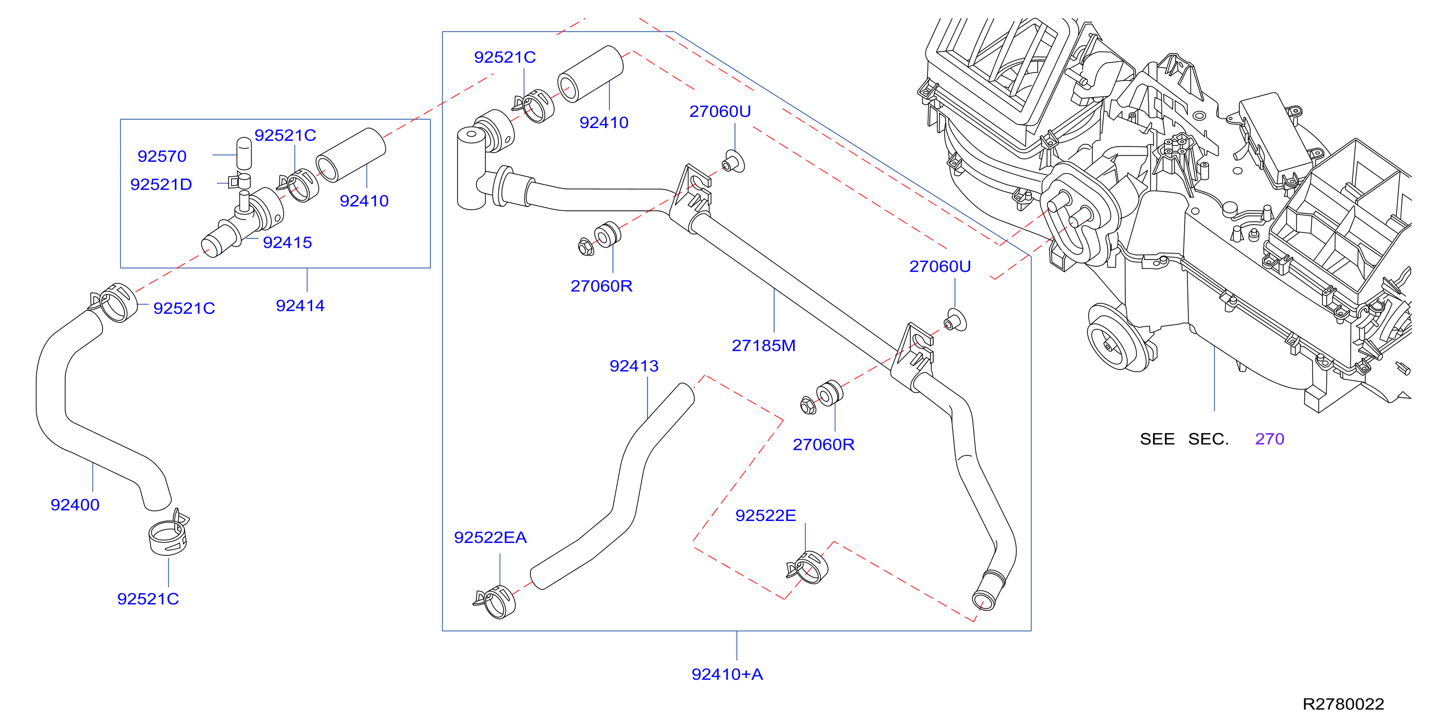 Diagram HEATER PIPING for your Nissan Xterra  