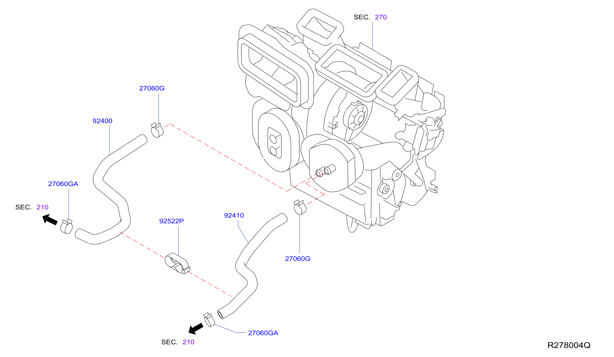 Diagram HEATER PIPING for your Nissan Altima  