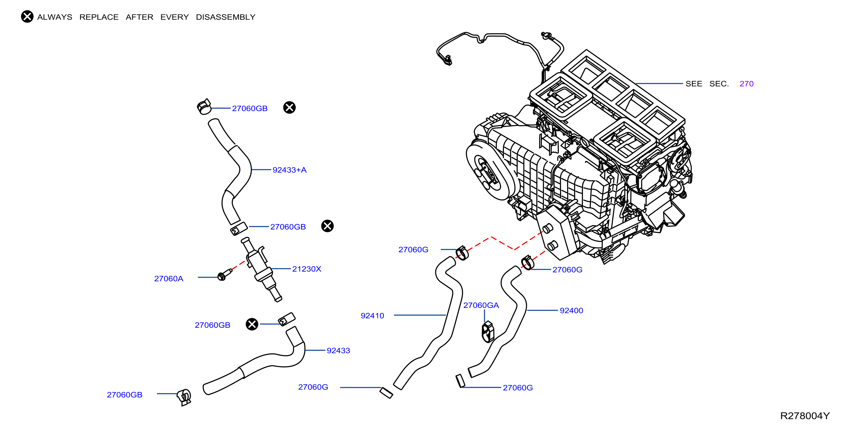 Diagram HEATER PIPING for your Nissan Altima  