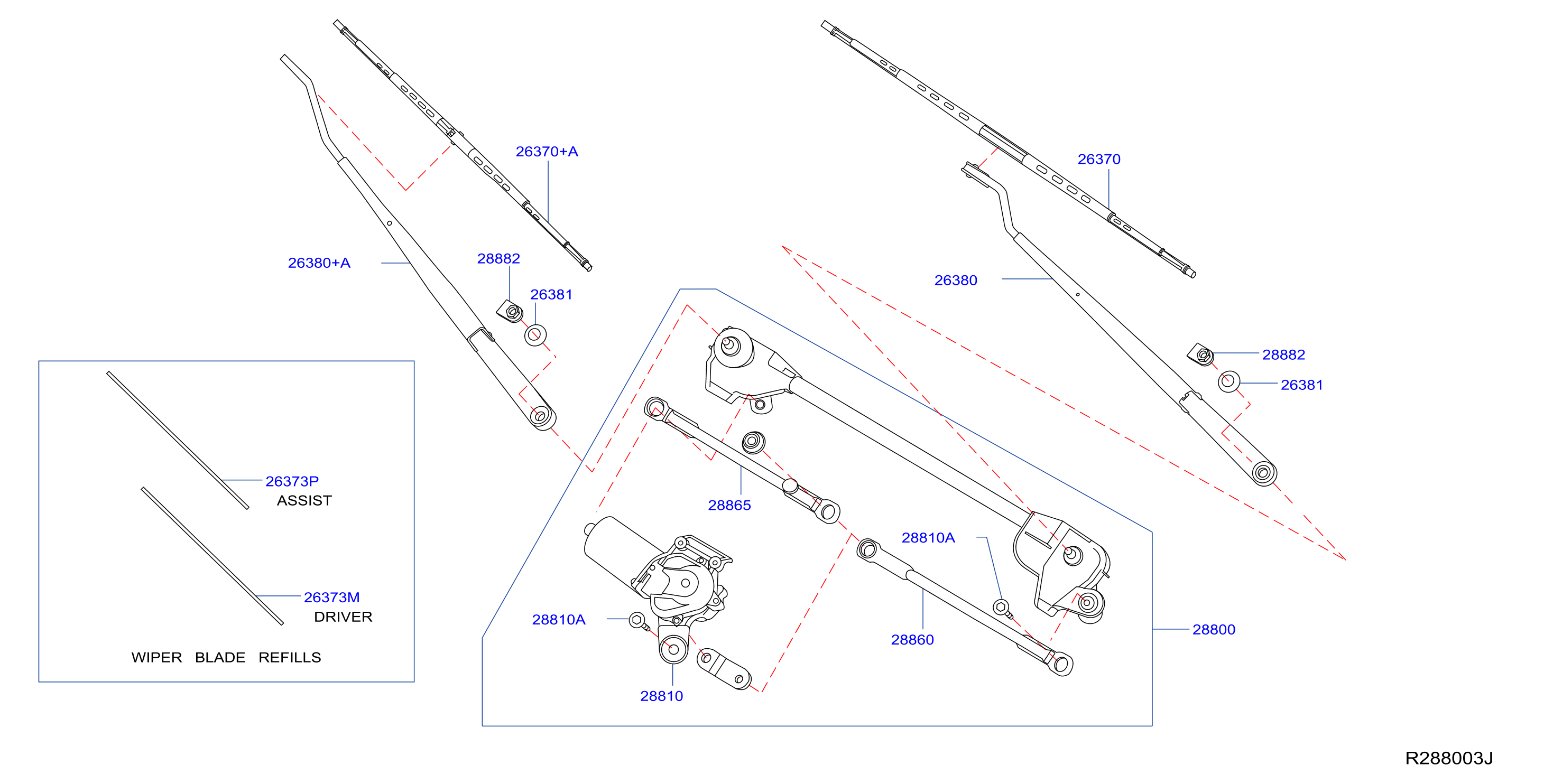 Diagram WINDSHIELD WIPER for your 2007 Nissan Frontier Crew Cab LE 4.0L V6 AT 2WD 