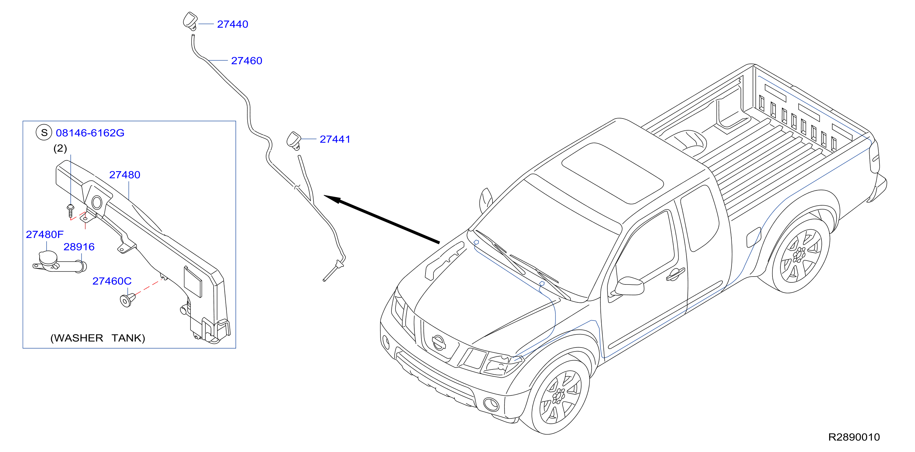 28933-ZL00A - Windshield Washer Nozzle (Left) - Genuine Nissan Part