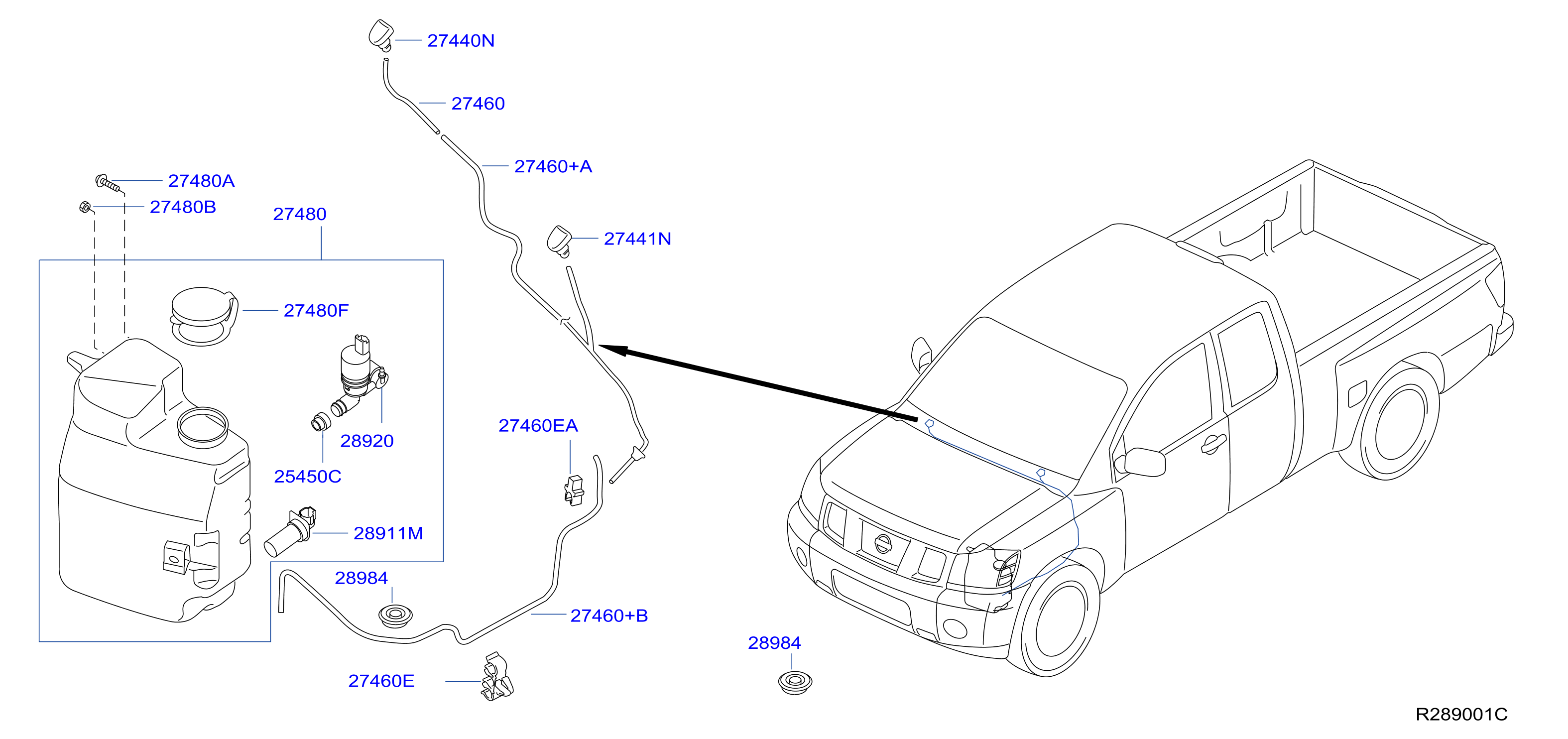 28911 7S000 Washer Fluid Level Sensor Genuine Nissan Part