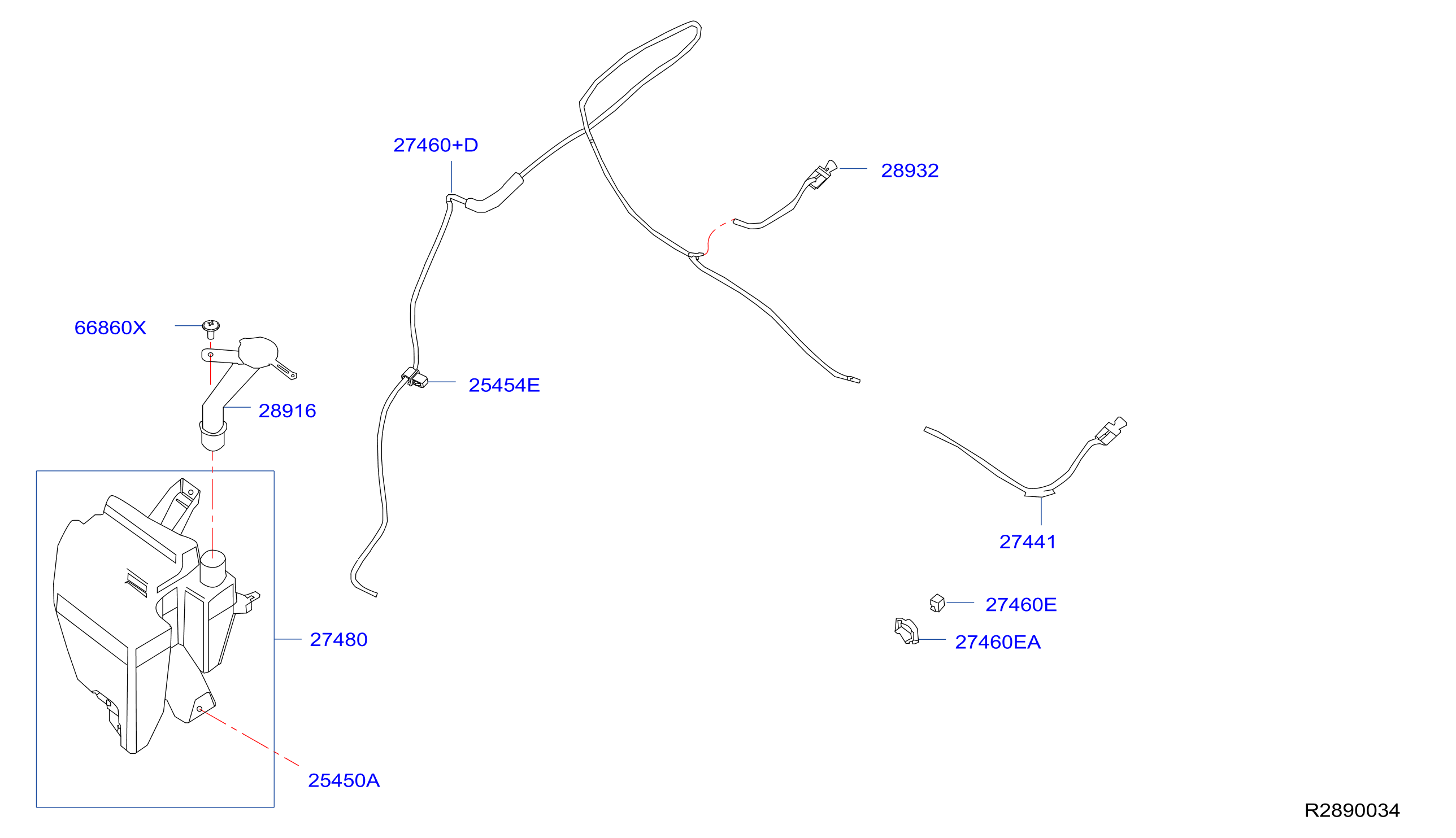 Diagram WINDSHIELD WASHER for your 2012 Nissan Rogue HATCHBACK SL 2.5L CVT 4WD 