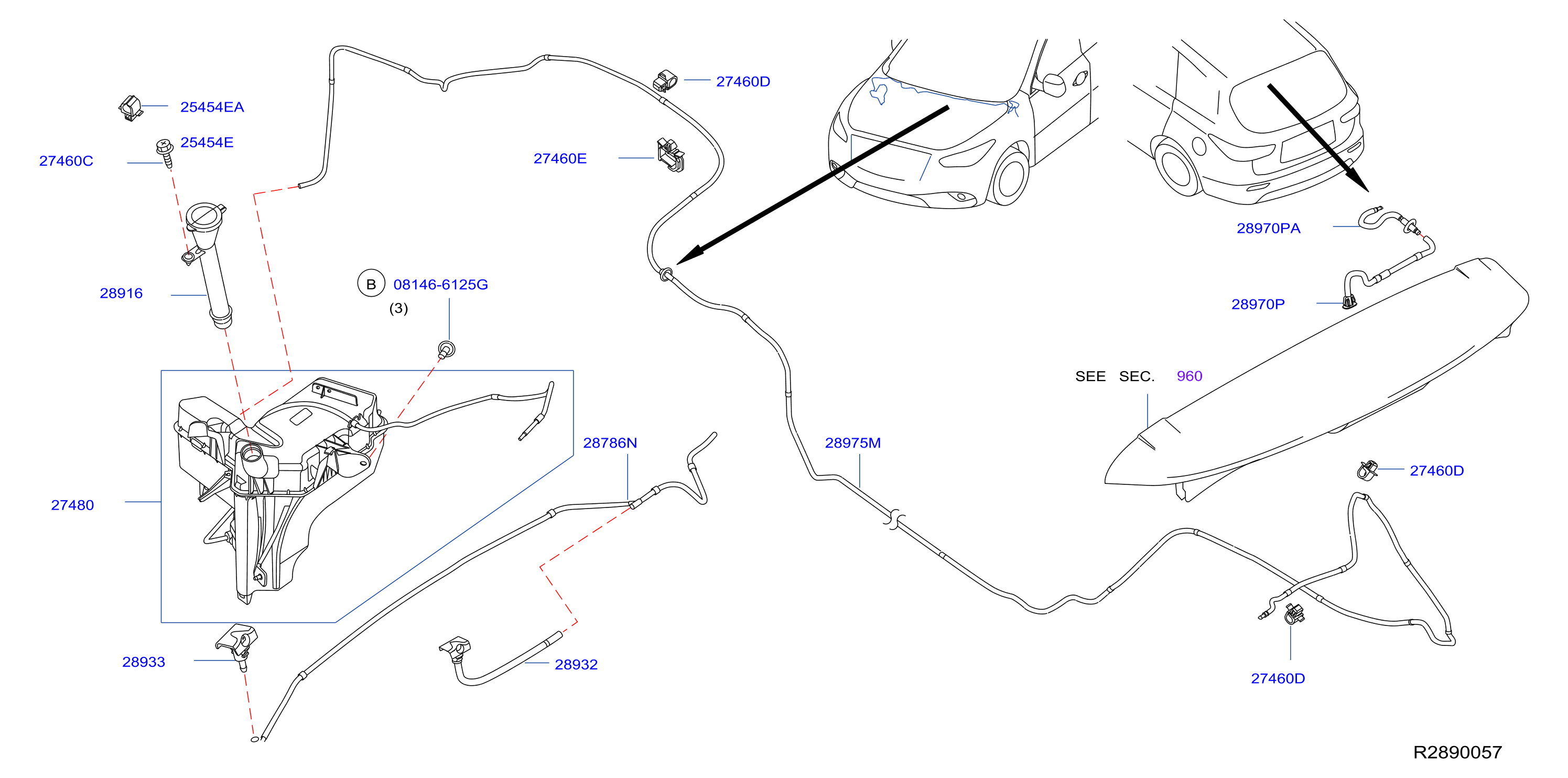 Diagram WINDSHIELD WASHER for your 2013 Nissan Sentra   