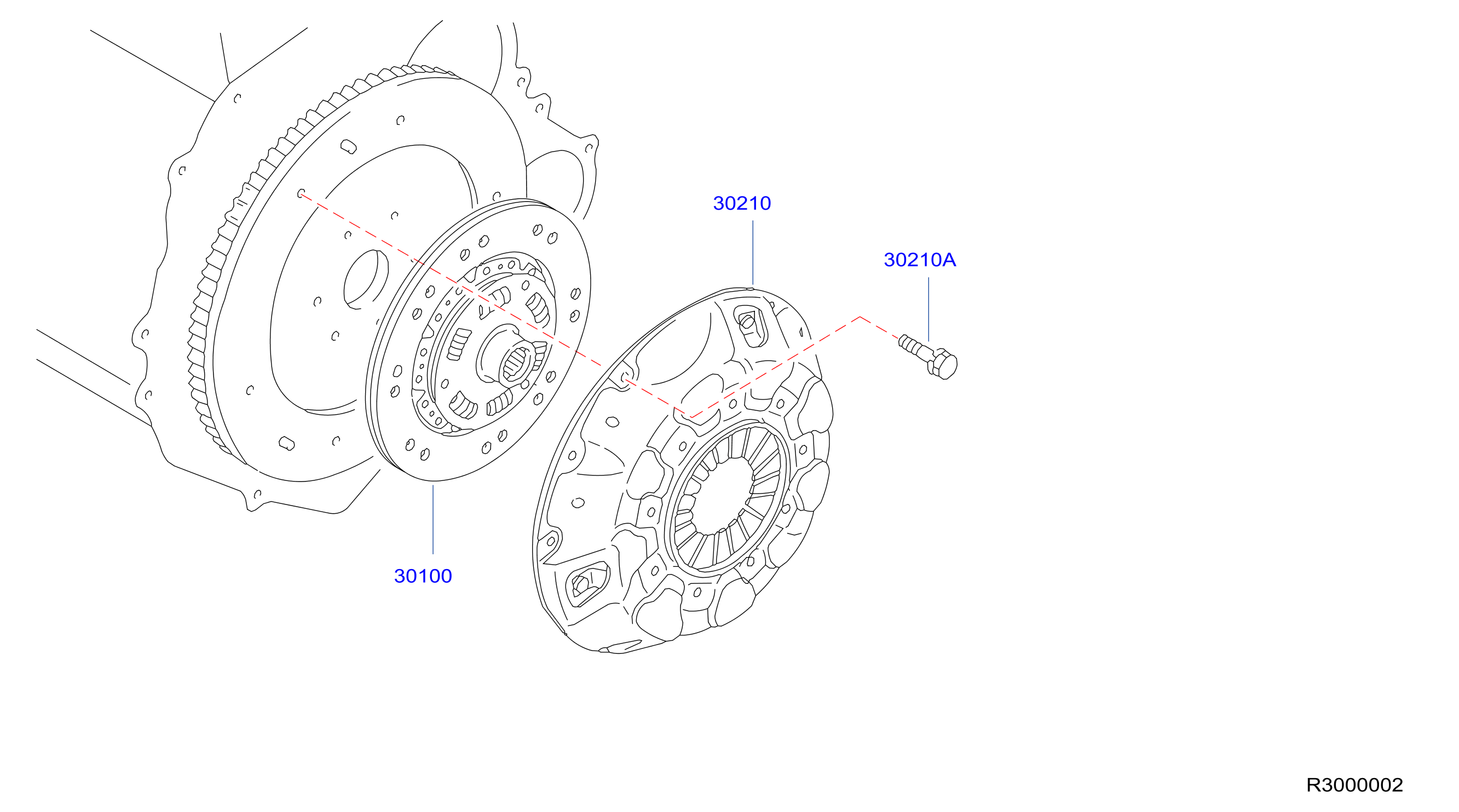 Diagram CLUTCH COVER,DISC & RELEASE PARTS for your Nissan Frontier King Cab SV 3.8L V6 AT 2WD