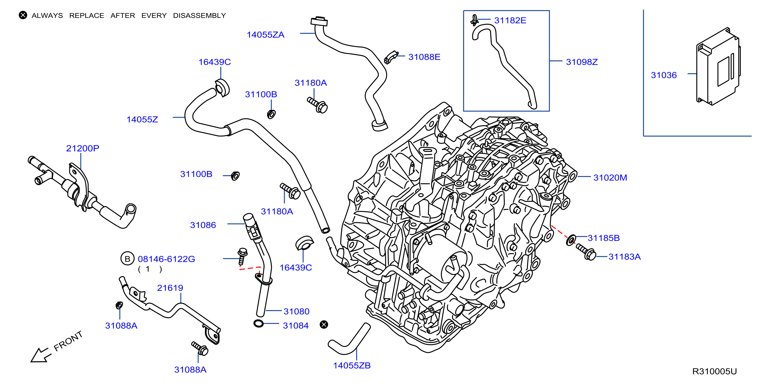 Diagram TRANS. AUT., TRANS. EJE DEL. Y AJUSTE for your 2018 Nissan Maxima   